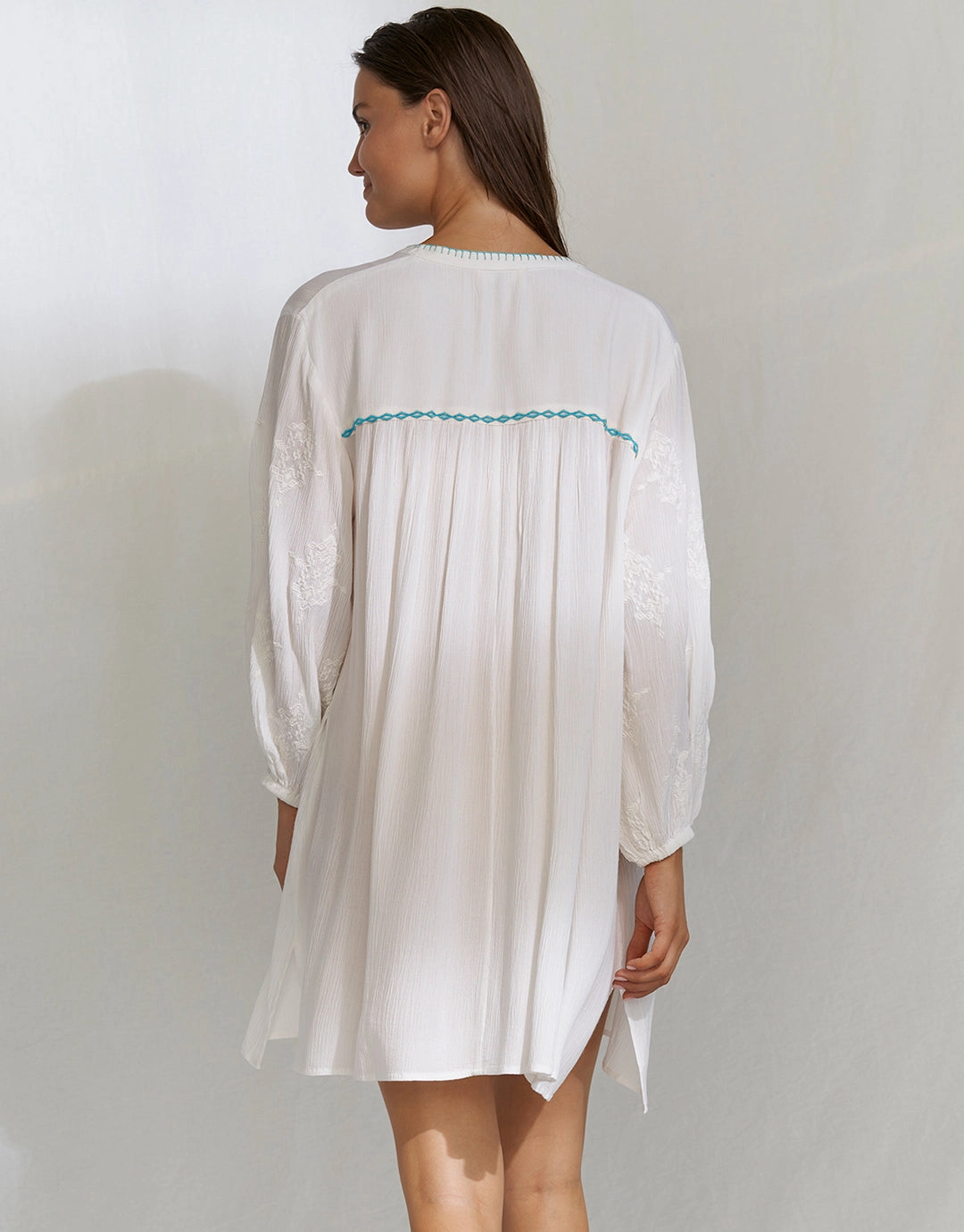 Kaftan Tunic - White and Blue