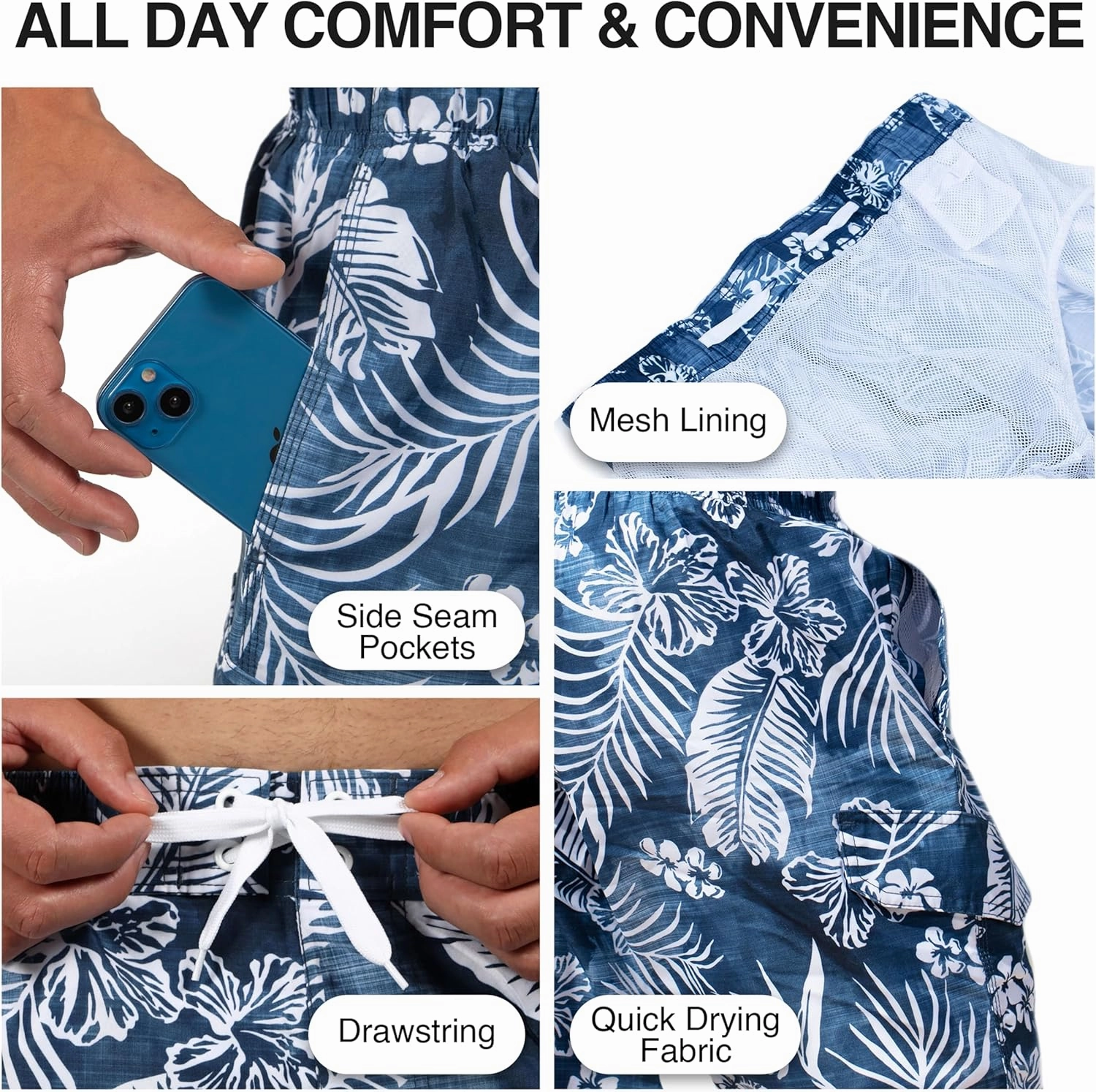 Kanu Surf Men's Wade Trunks Quick-Dry Swim Shorts, 5.5 C 9 Inch Inseam (Regular & Extended Sizes)