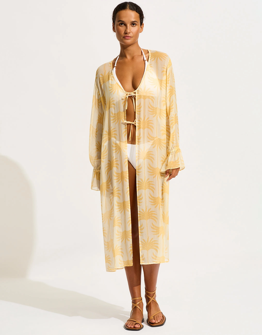 Kasbah Tie Front Cover Up - Ecru