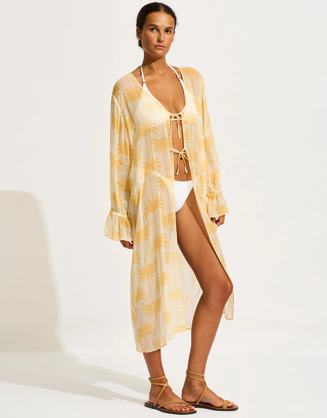 Kasbah Tie Front Cover Up - Ecru