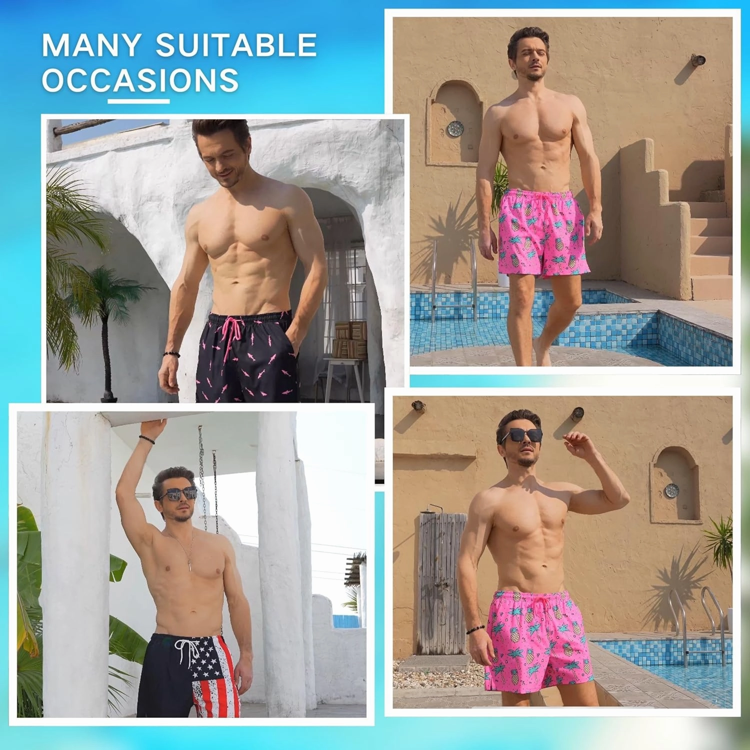 Keevoom Mens Swim Trunks Compression Liner Swim Shorts Swimwear Quick Dry Swimsuit Bathing Suits Board Shorts with Pockets