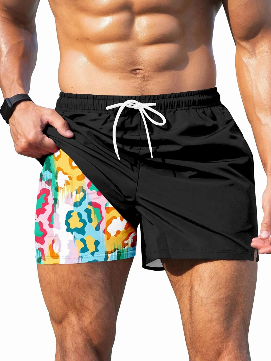 Keevoom Mens Swim Trunks Compression Liner Swim Shorts Swimwear Quick Dry Swimsuit Bathing Suits Board Shorts with Pockets