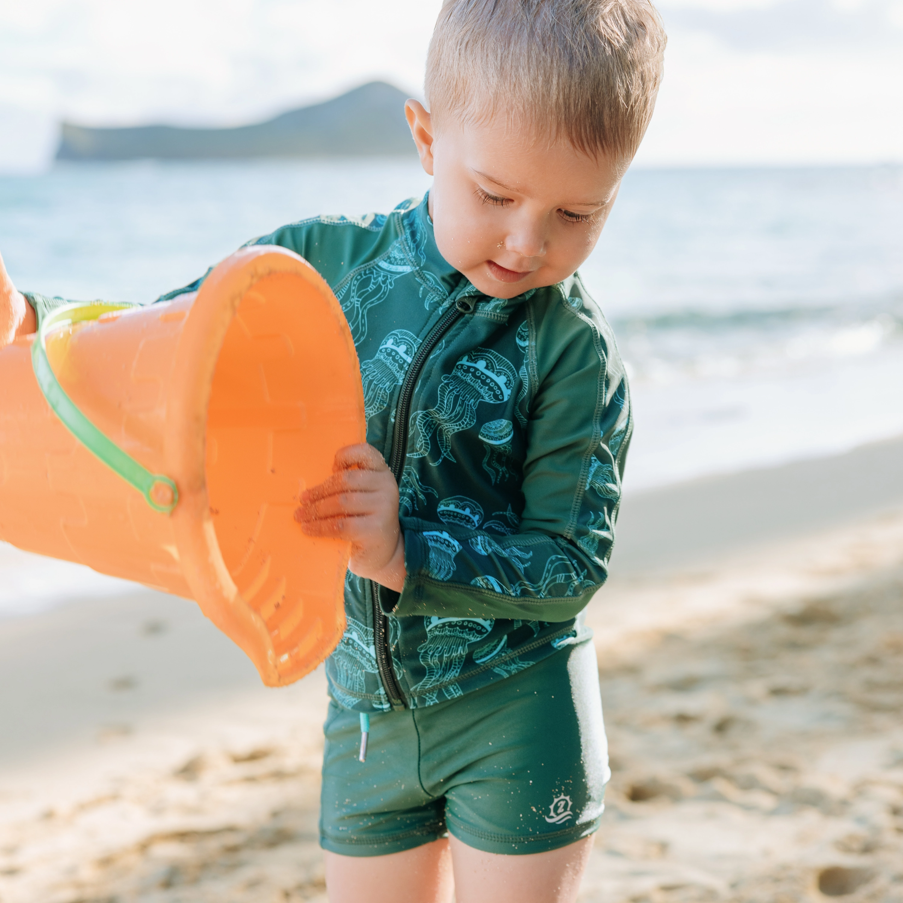 Kids Euro Shorties   Long Sleeve Rash Guard Set | "Jelly Jellyfish"