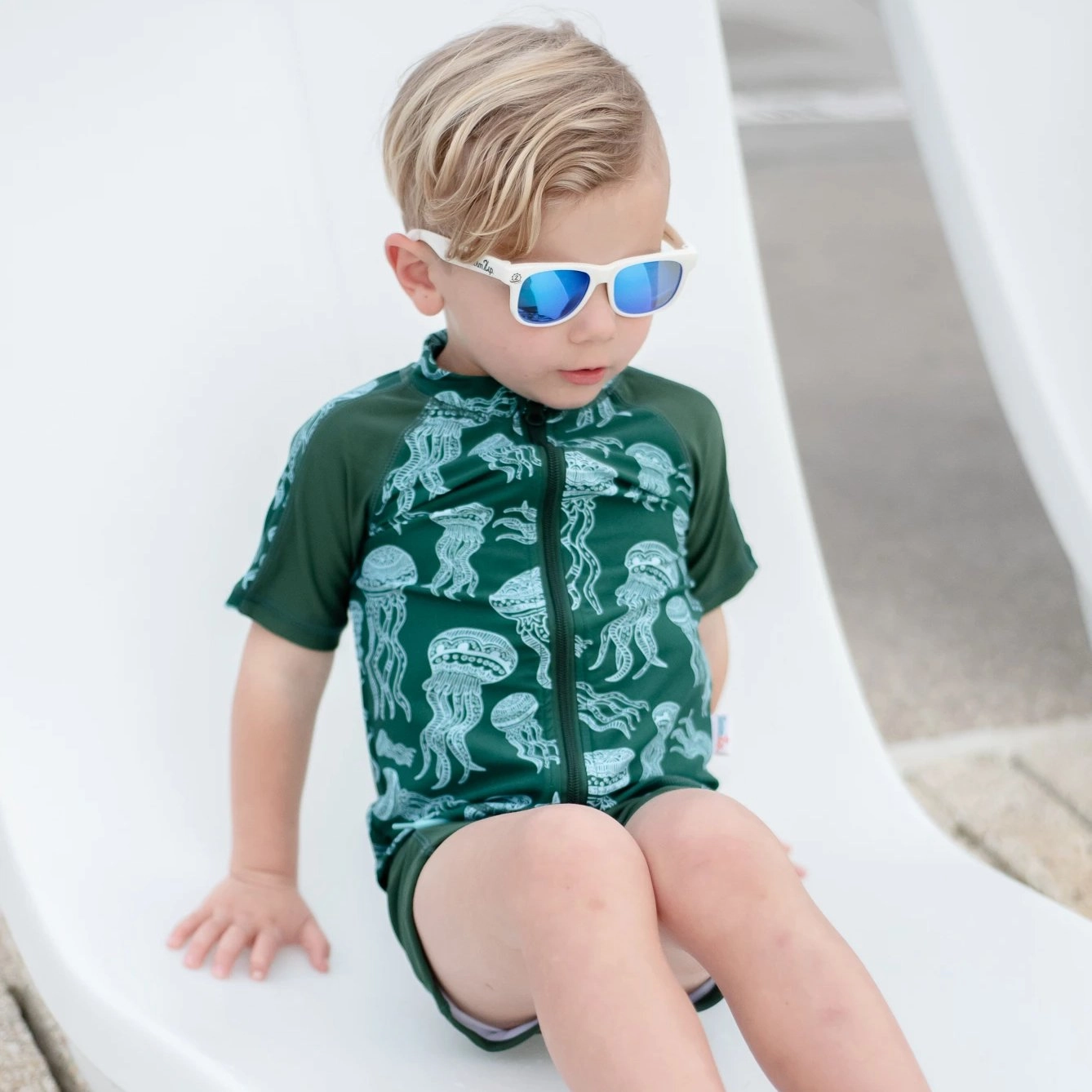 Kids Euro Shorties   Short Sleeve Rash Guard Set - Jellyfish