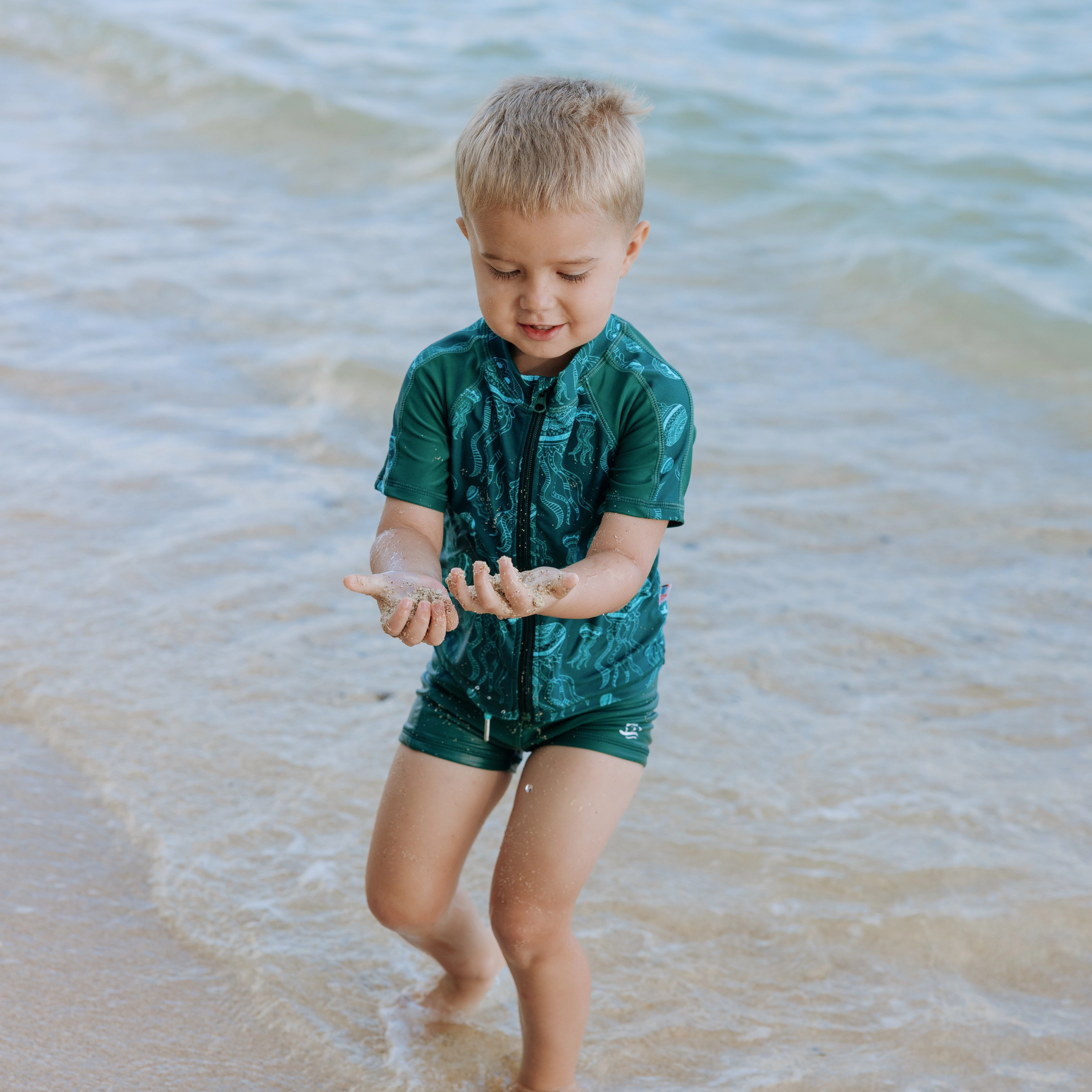 Kids Euro Shorties   Short Sleeve Rash Guard Set - Jellyfish