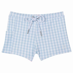 Kids Euro Swim Shorties | "Blue Gingham"