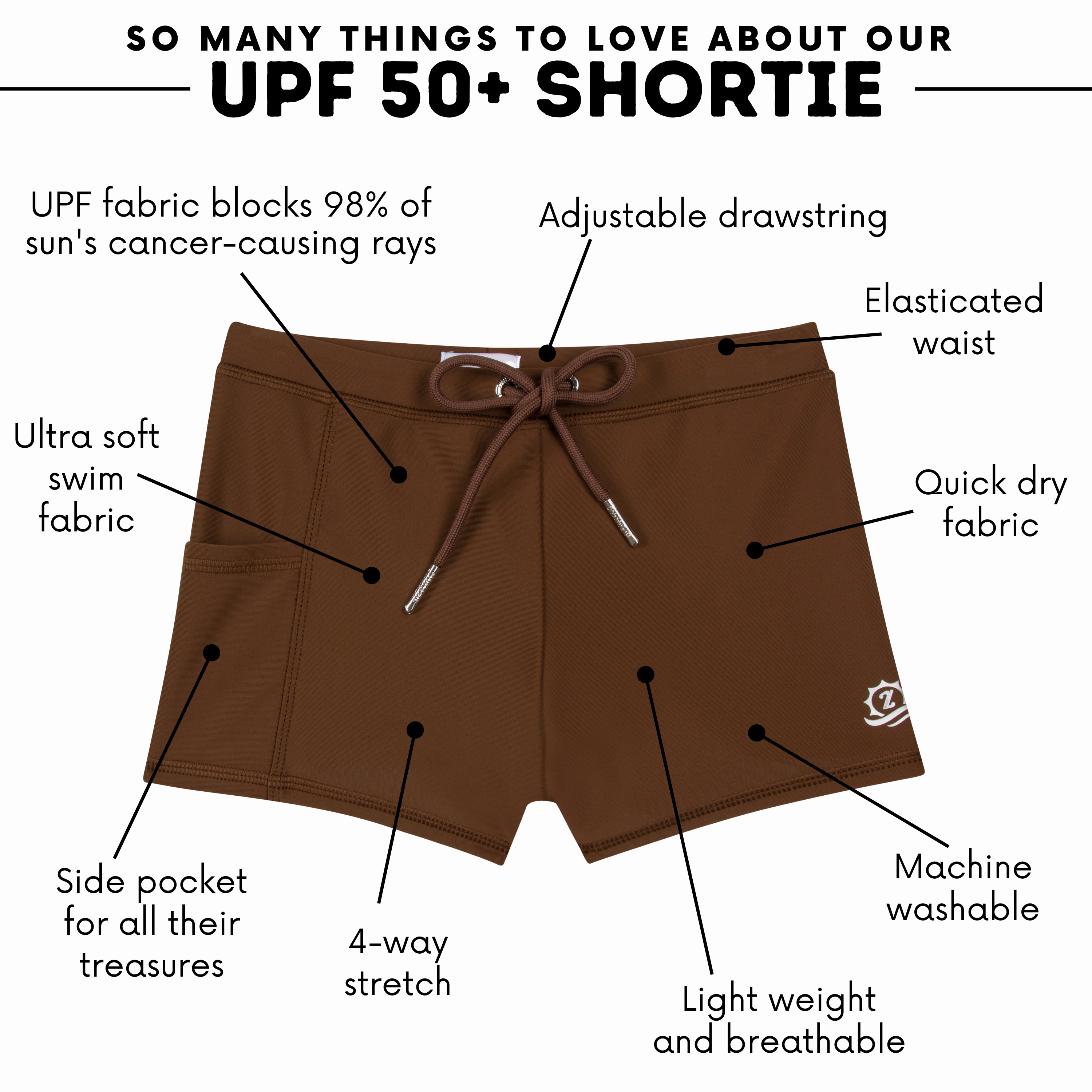 Kids Euro Swim Shorties | "Cold Brew"