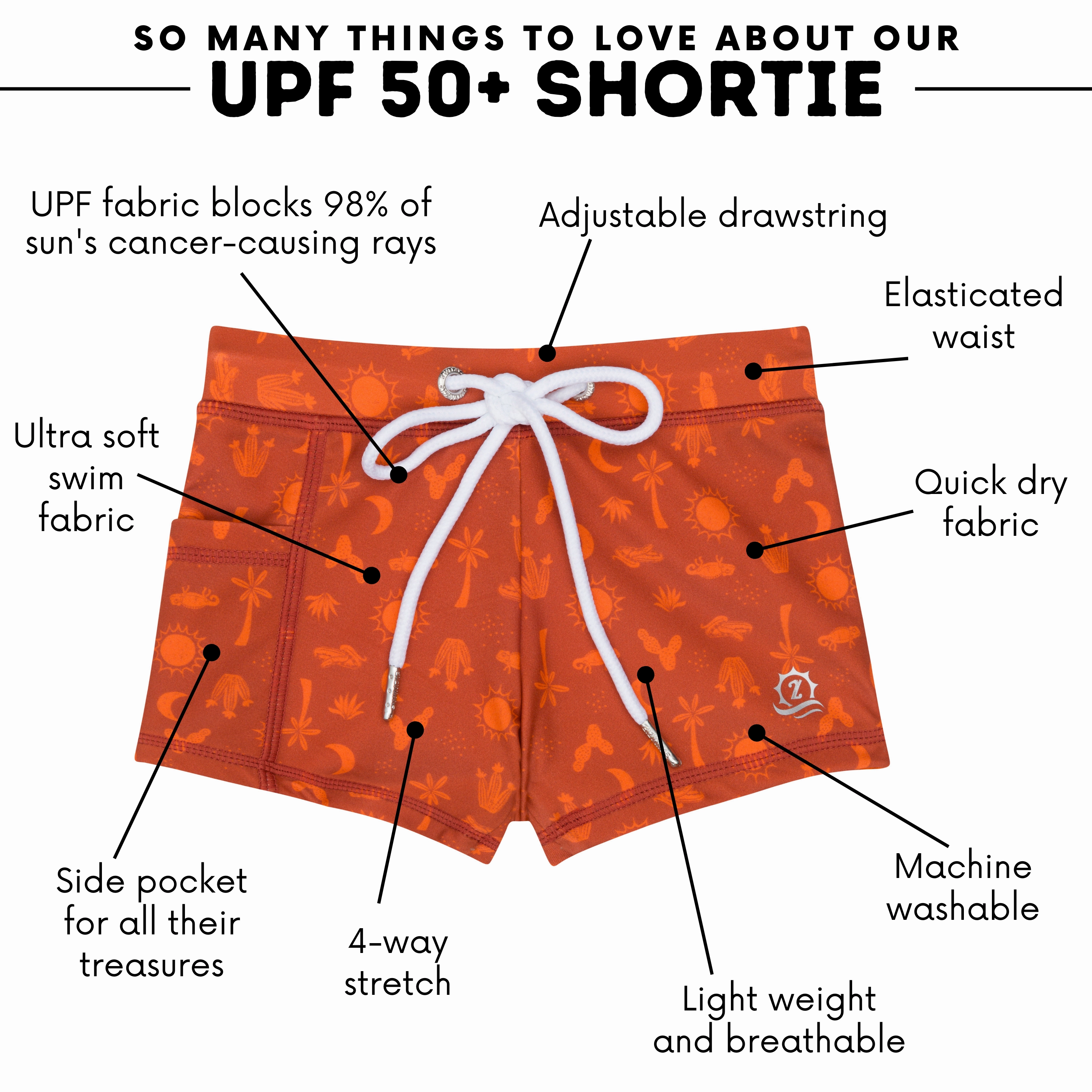 Kids Euro Swim Shorties | "Desert"