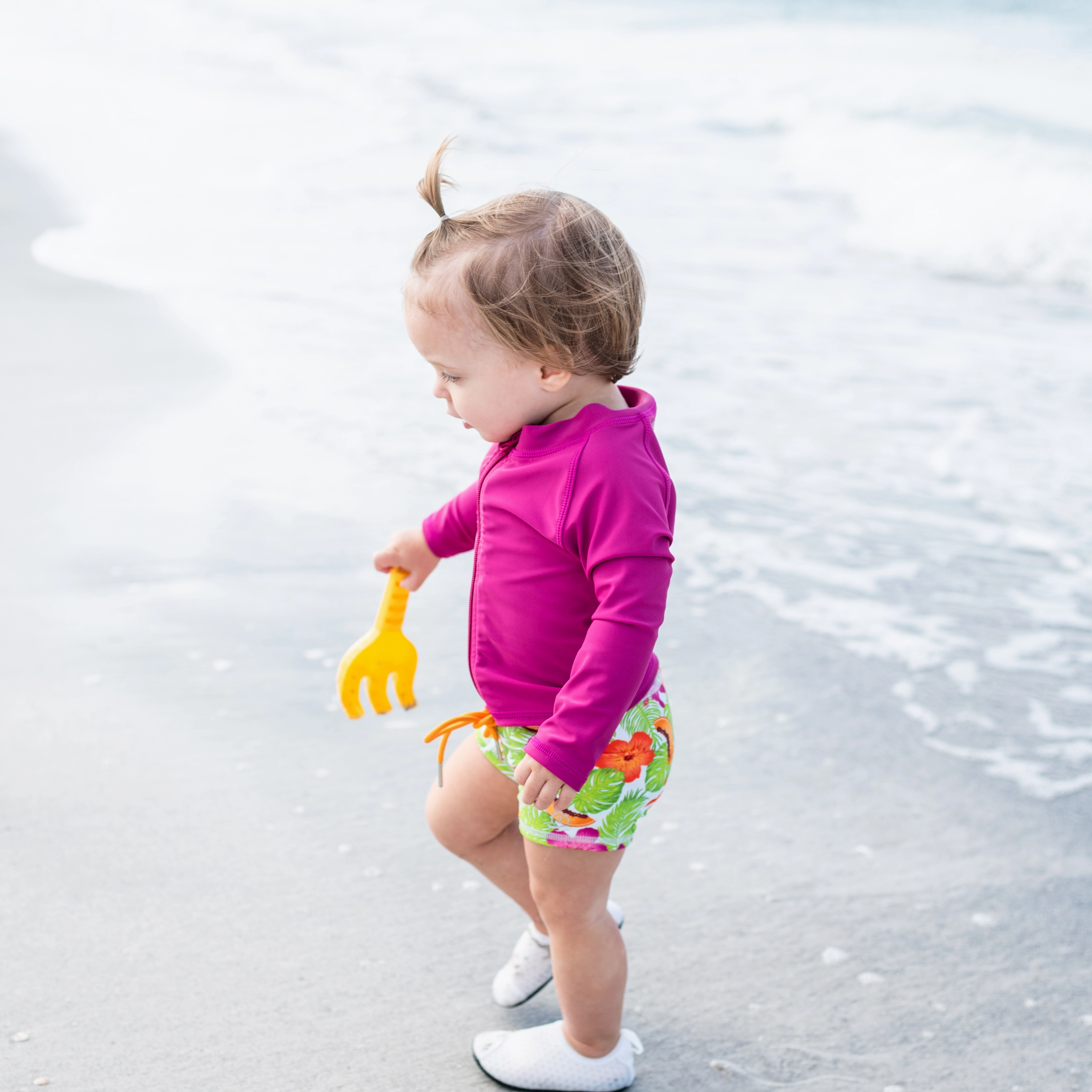 Kids Euro Swim Shorties | "Hibiscus"