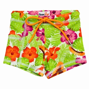 Kids Euro Swim Shorties | "Hibiscus"