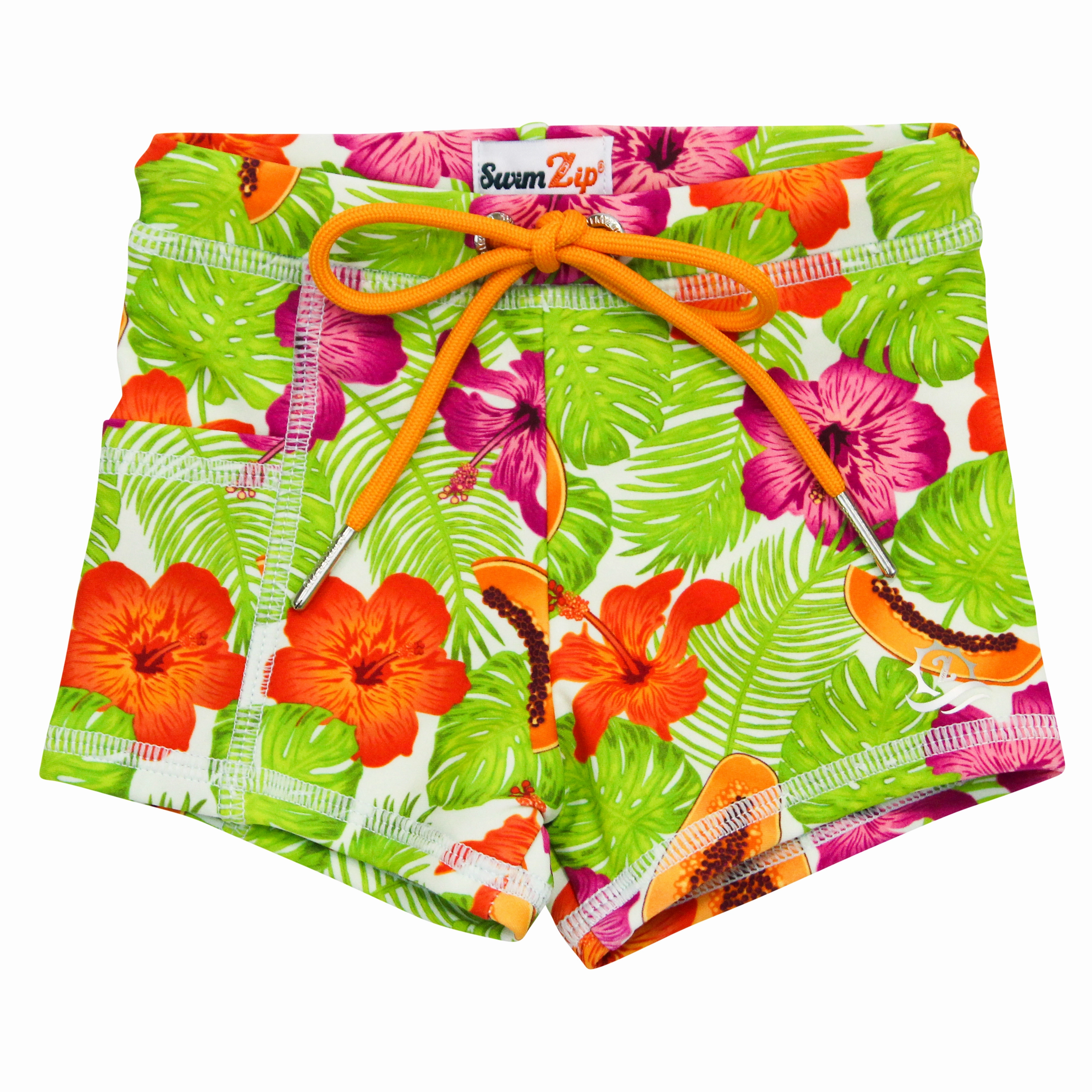 Kids Euro Swim Shorties | "Hibiscus"