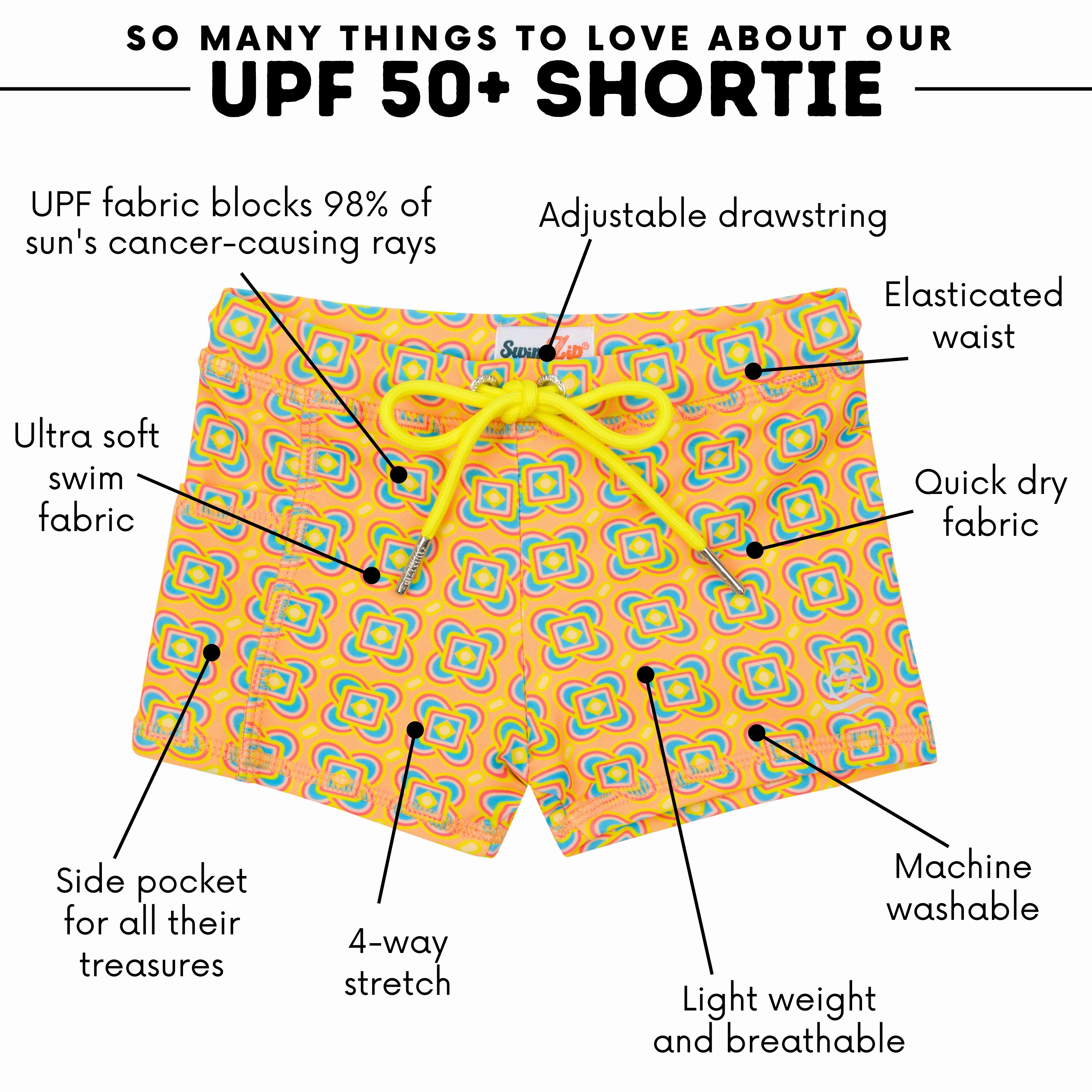 Kids Euro Swim Shorties | "Kaleidoscope"