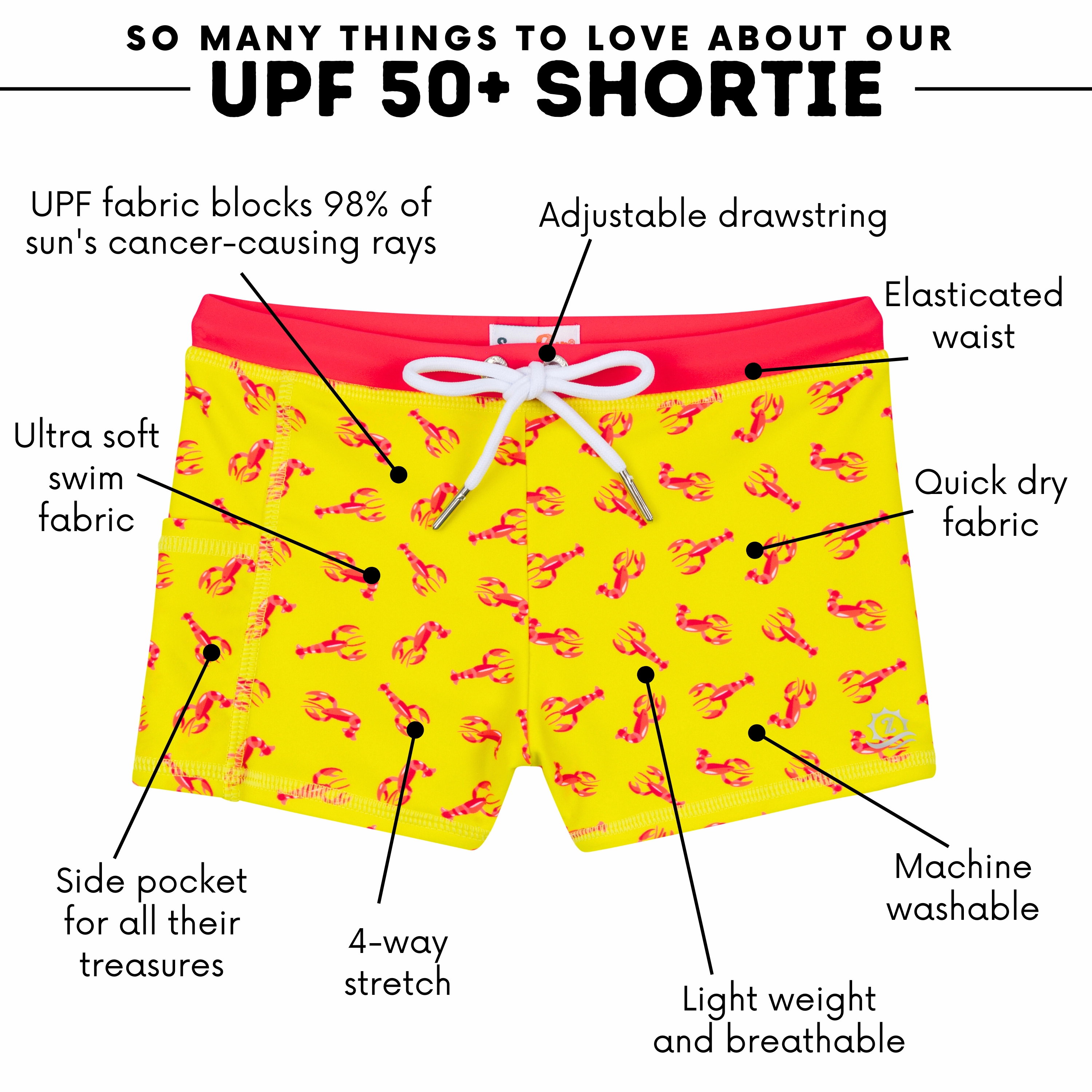 Kids Euro Swim Shorties | "Lobster"