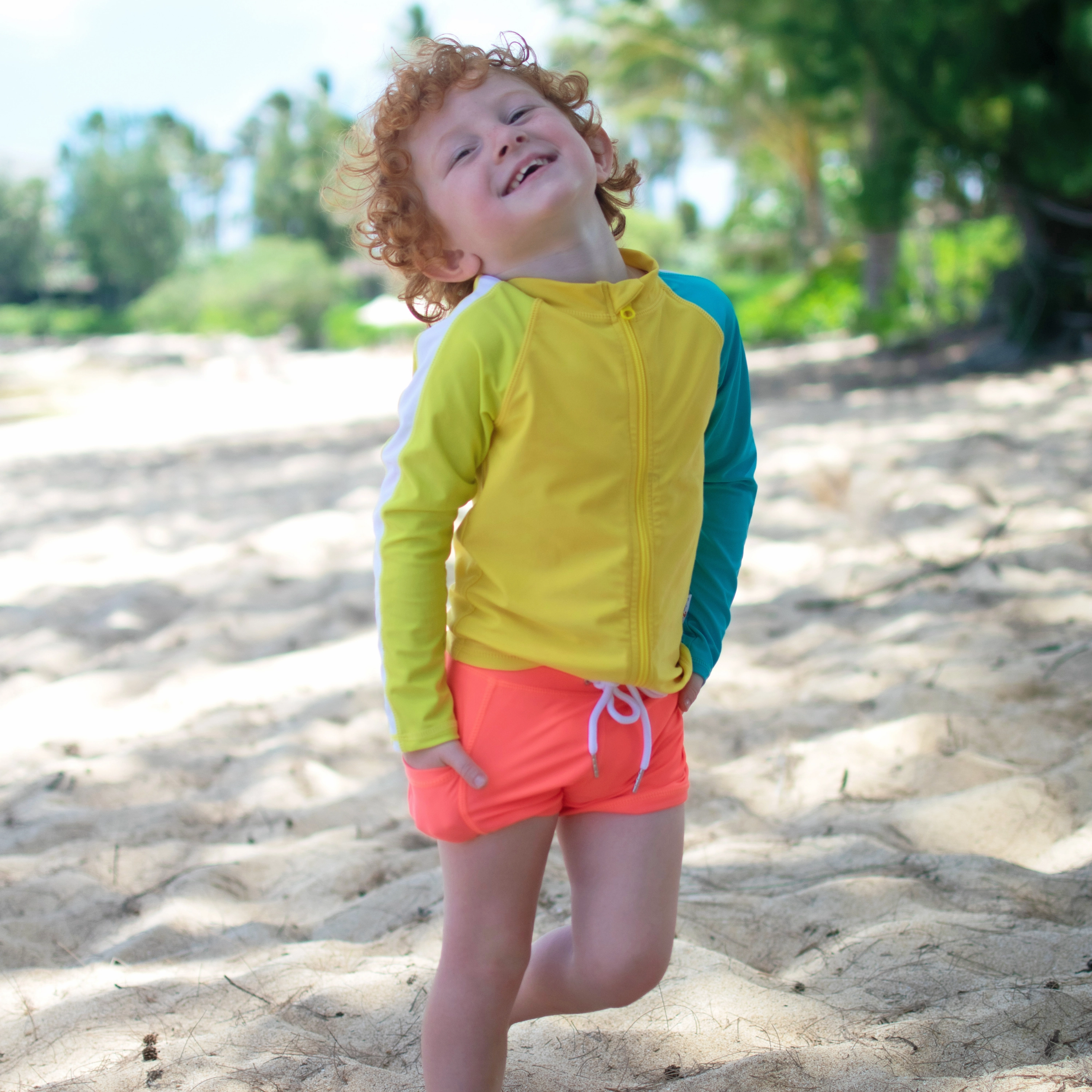 Kids Euro Swim Shorties | "Neon Orange"