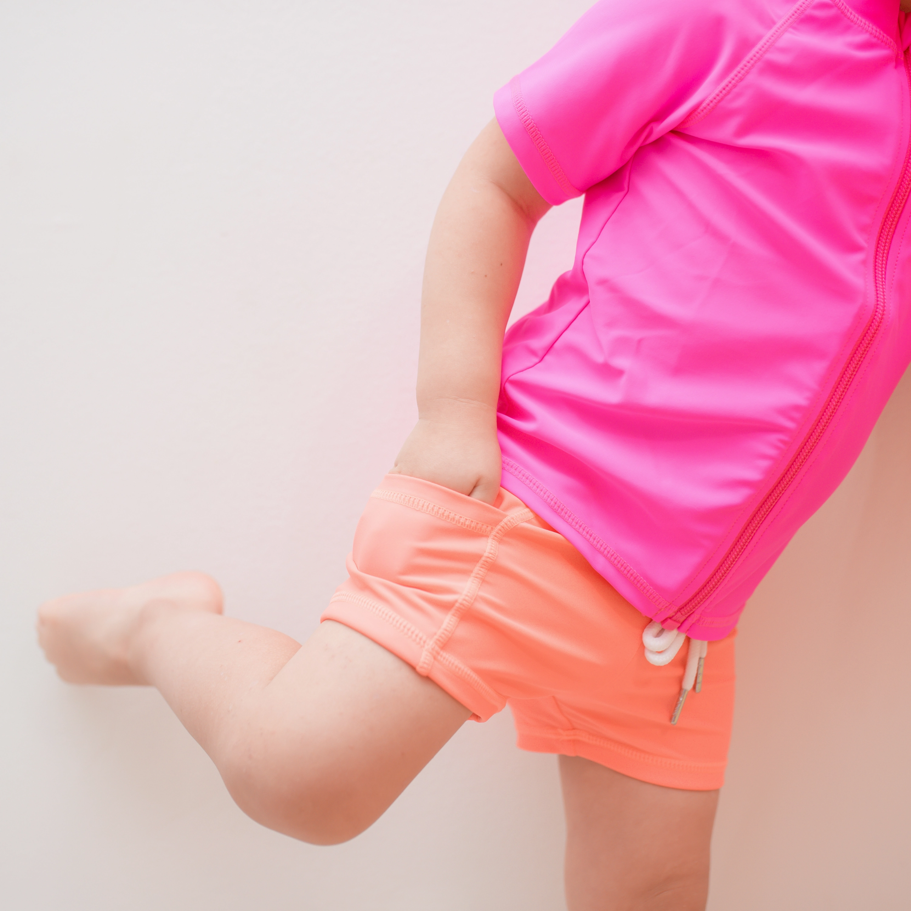 Kids Euro Swim Shorties | "Neon Orange"