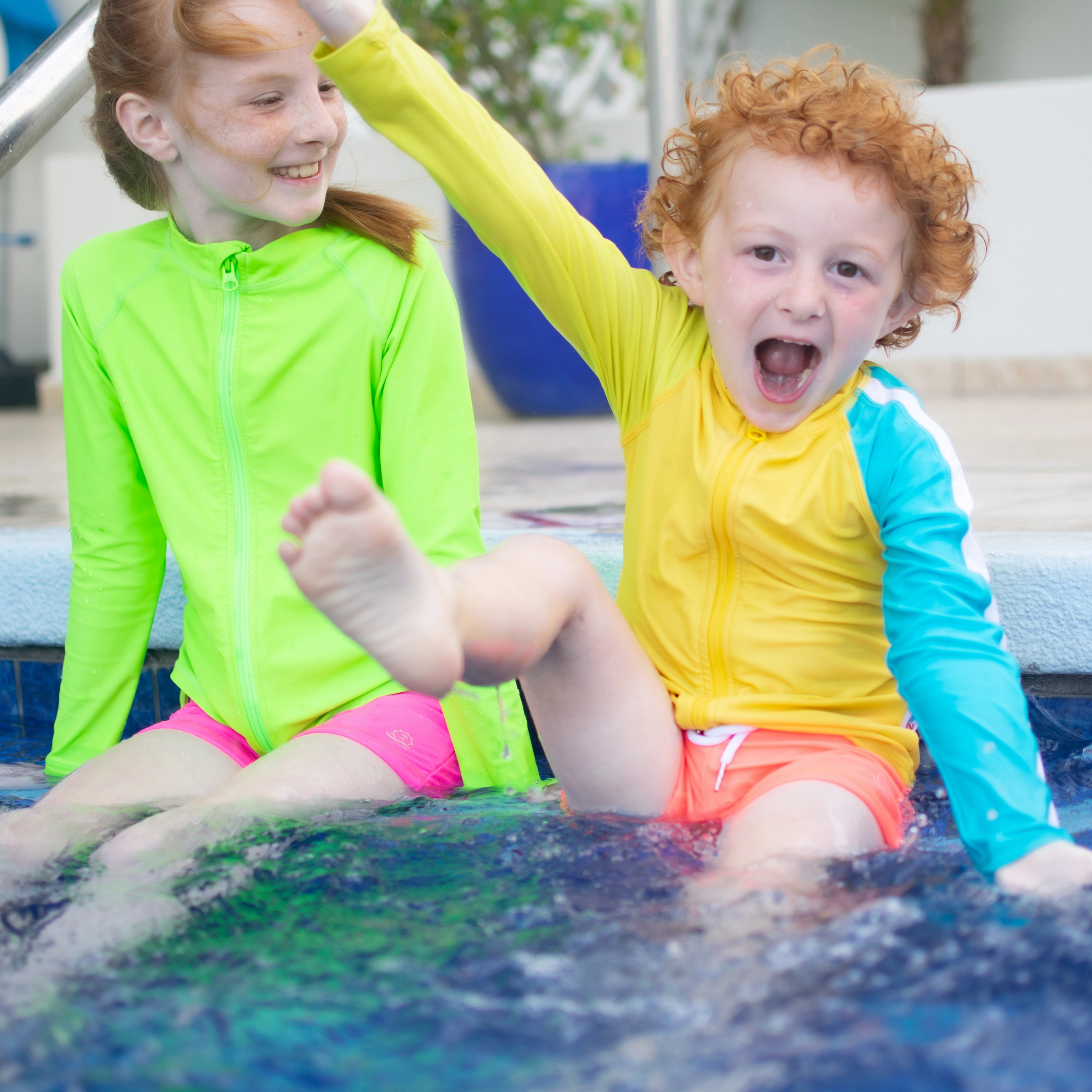 Kids Euro Swim Shorties | "Neon Orange"