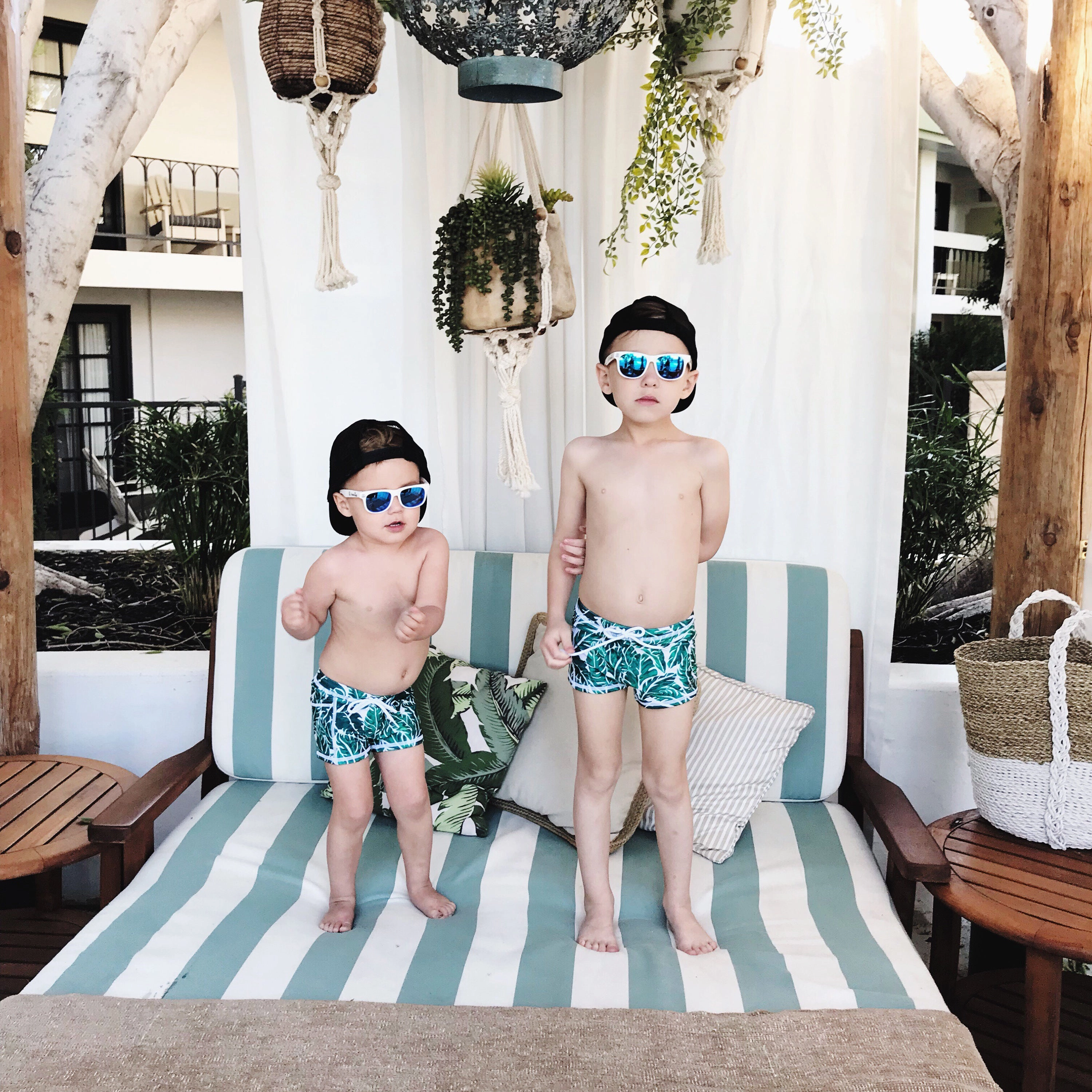 Kids Euro Swim Shorties | "Palm Leaf