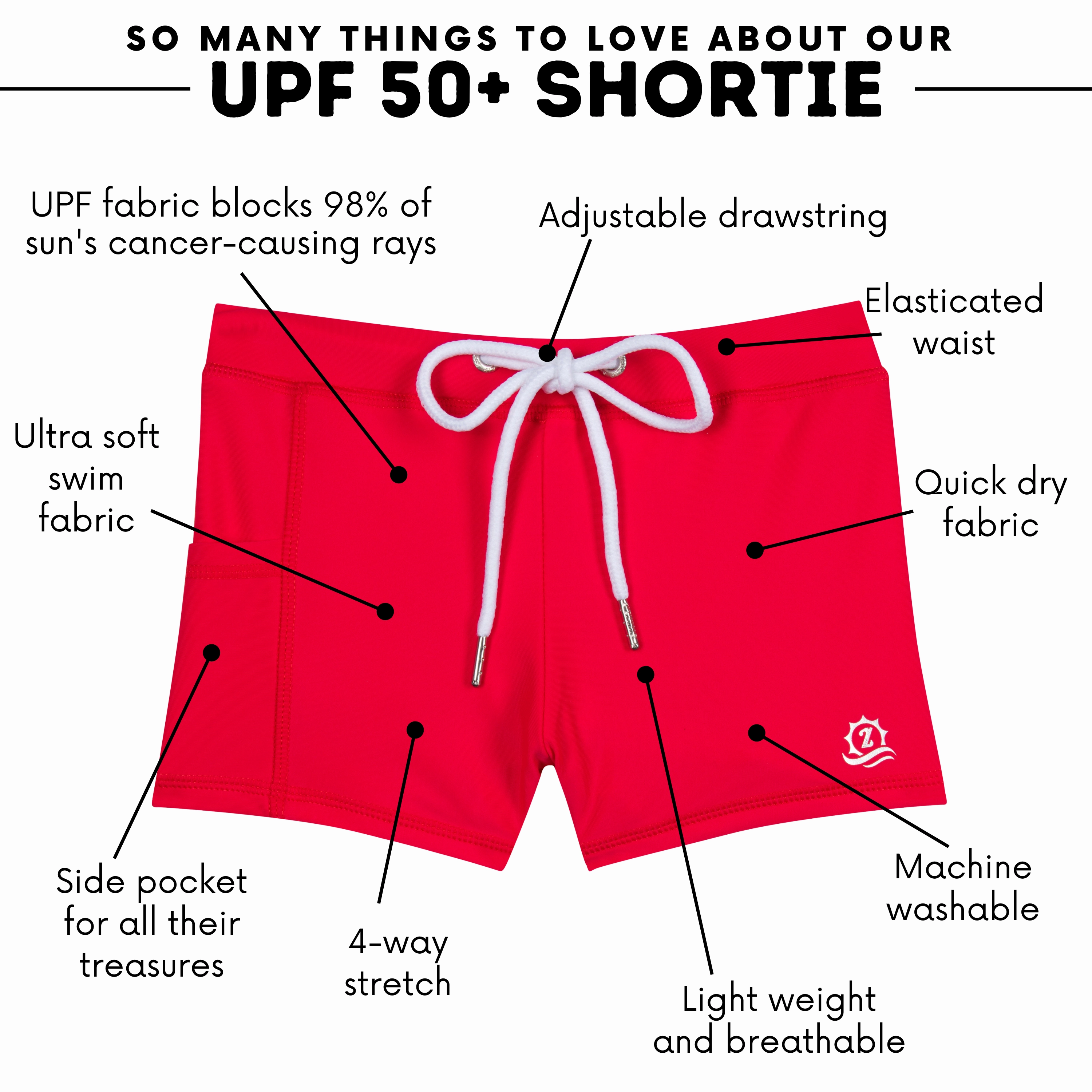 Kids Euro Swim Shorties | "Red"