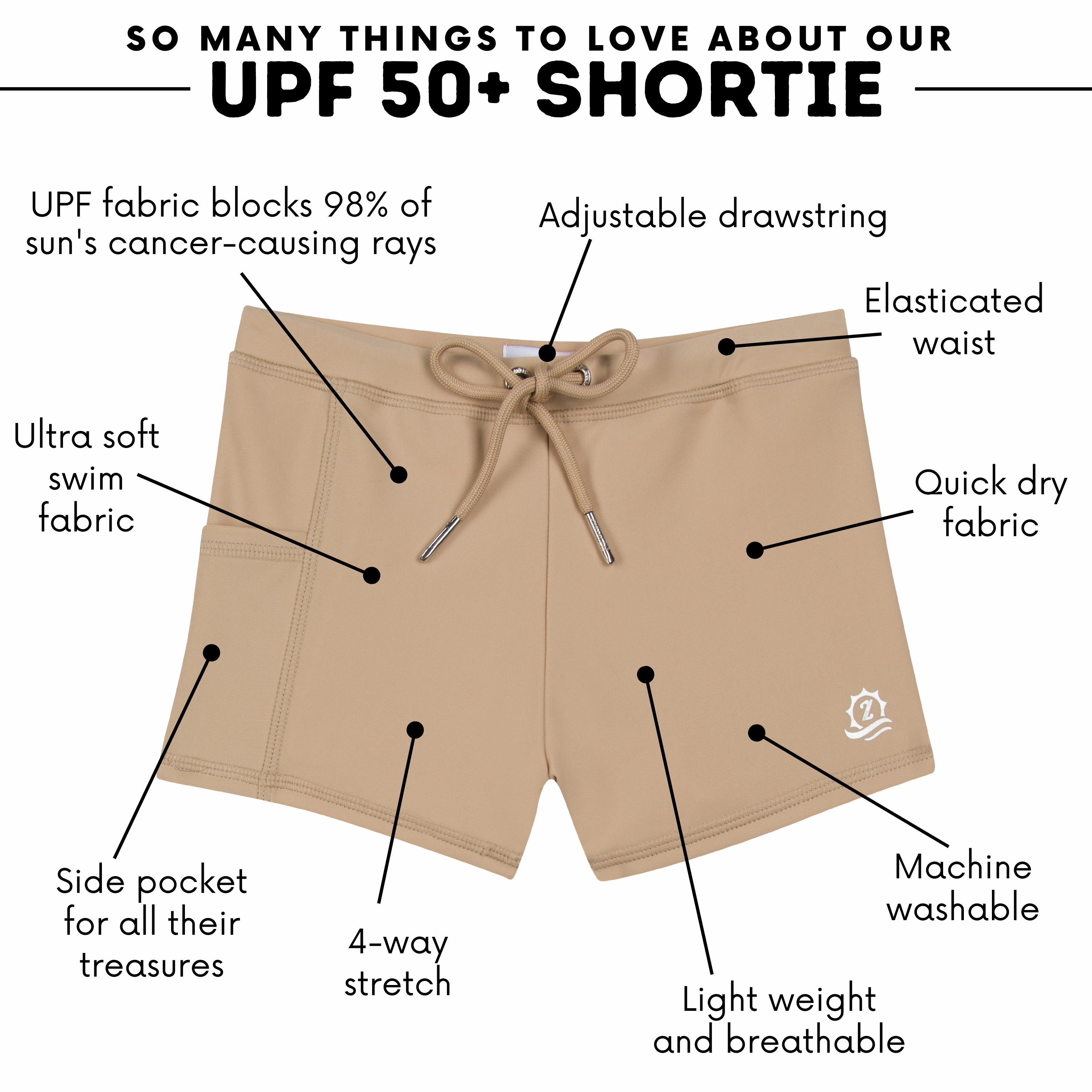 Kids Euro Swim Shorties | "Sandy Beach"