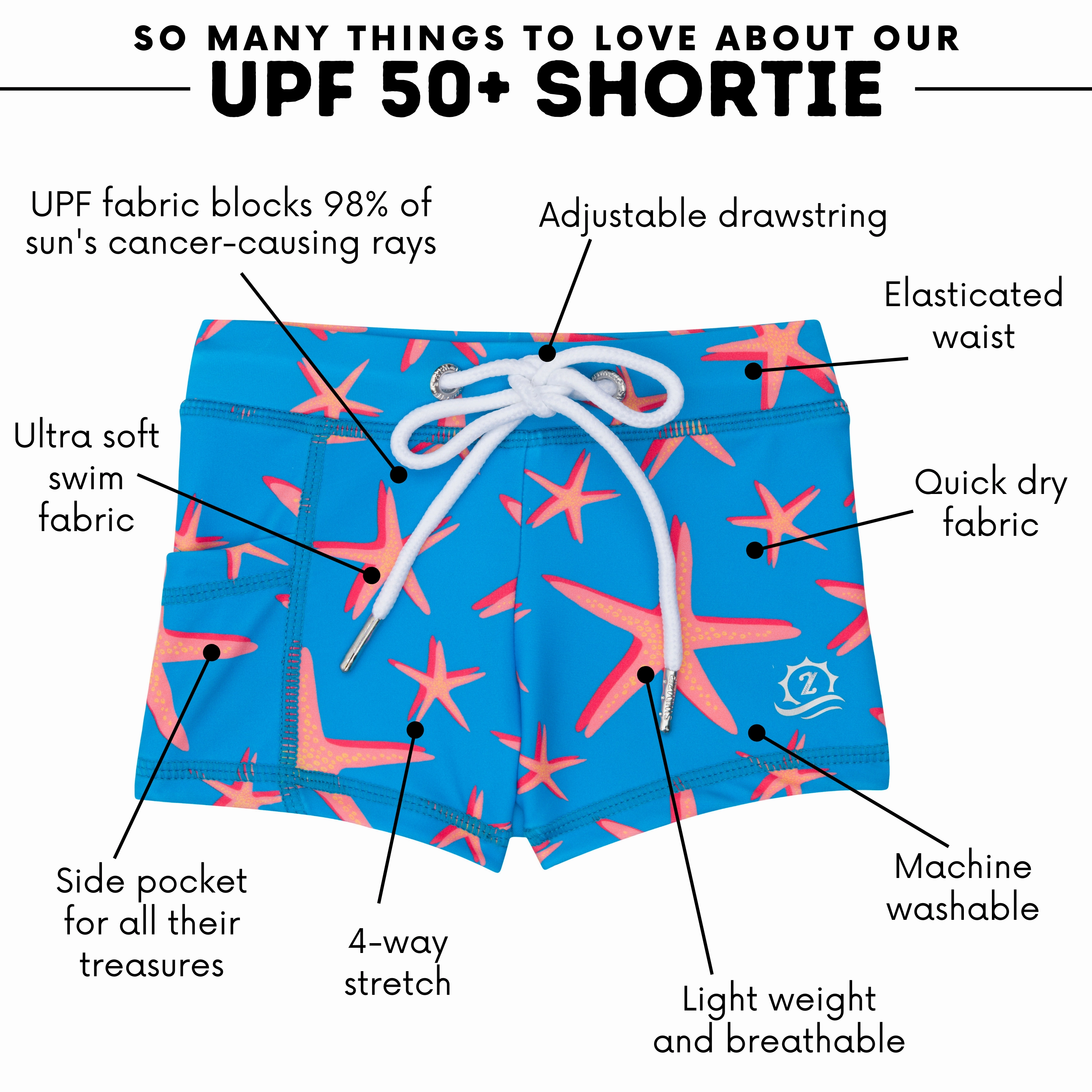Kids Euro Swim Shorties | "Starfish"