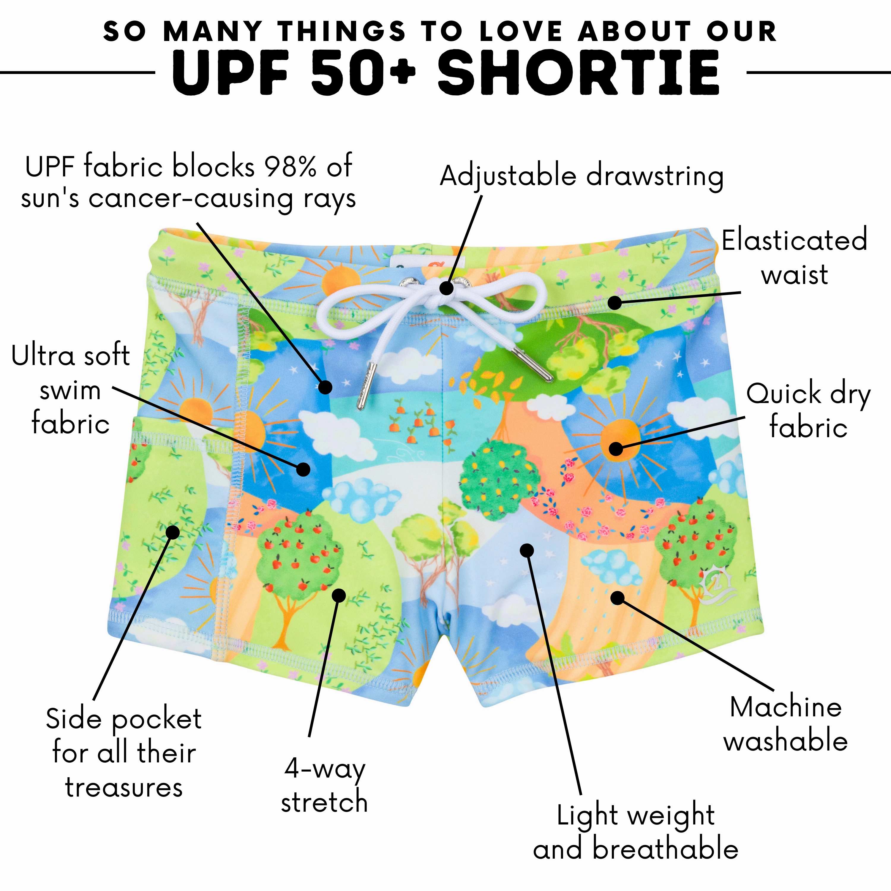Kids Euro Swim Shorties | "Sunshine"