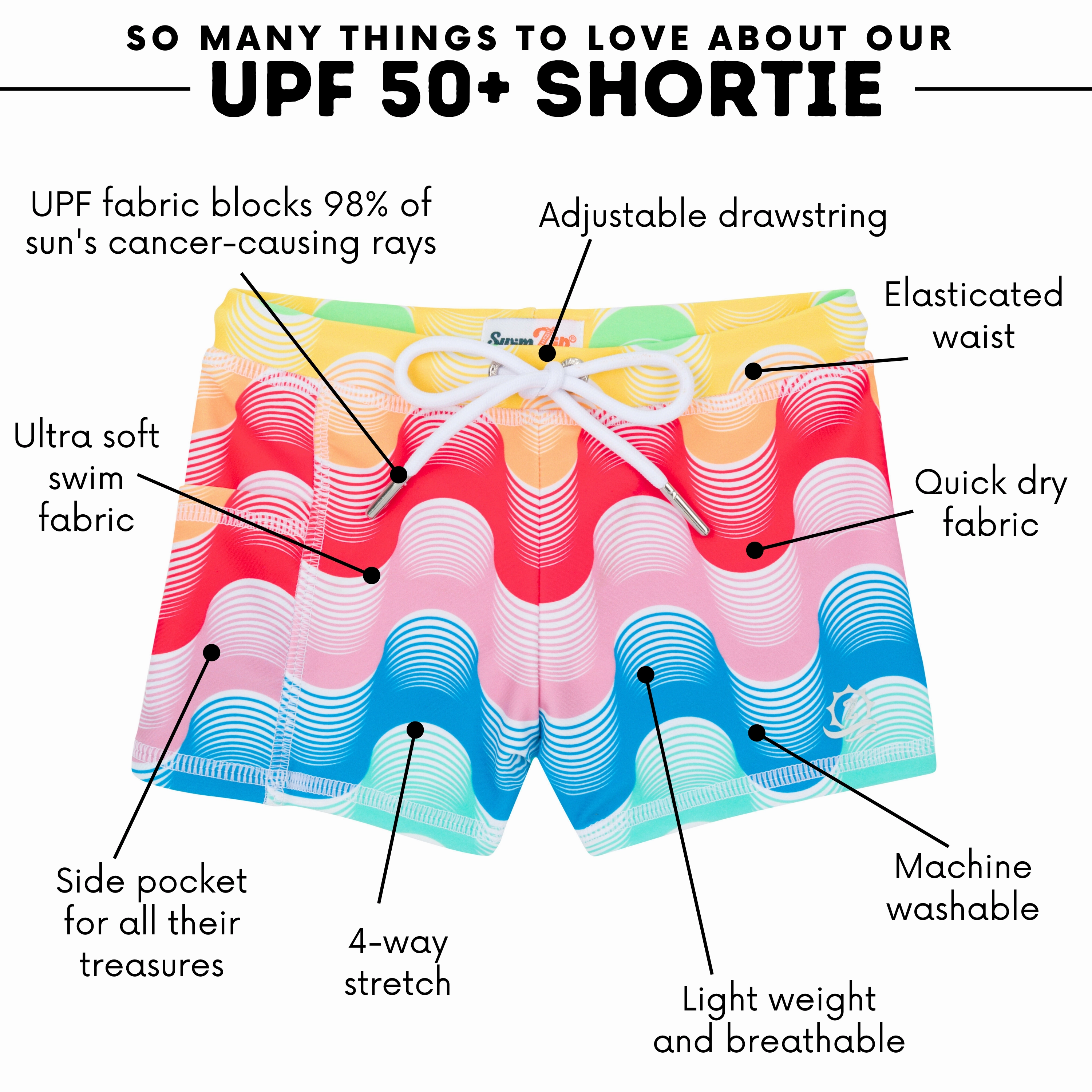 Kids Euro Swim Shorties | "Surf's Up"