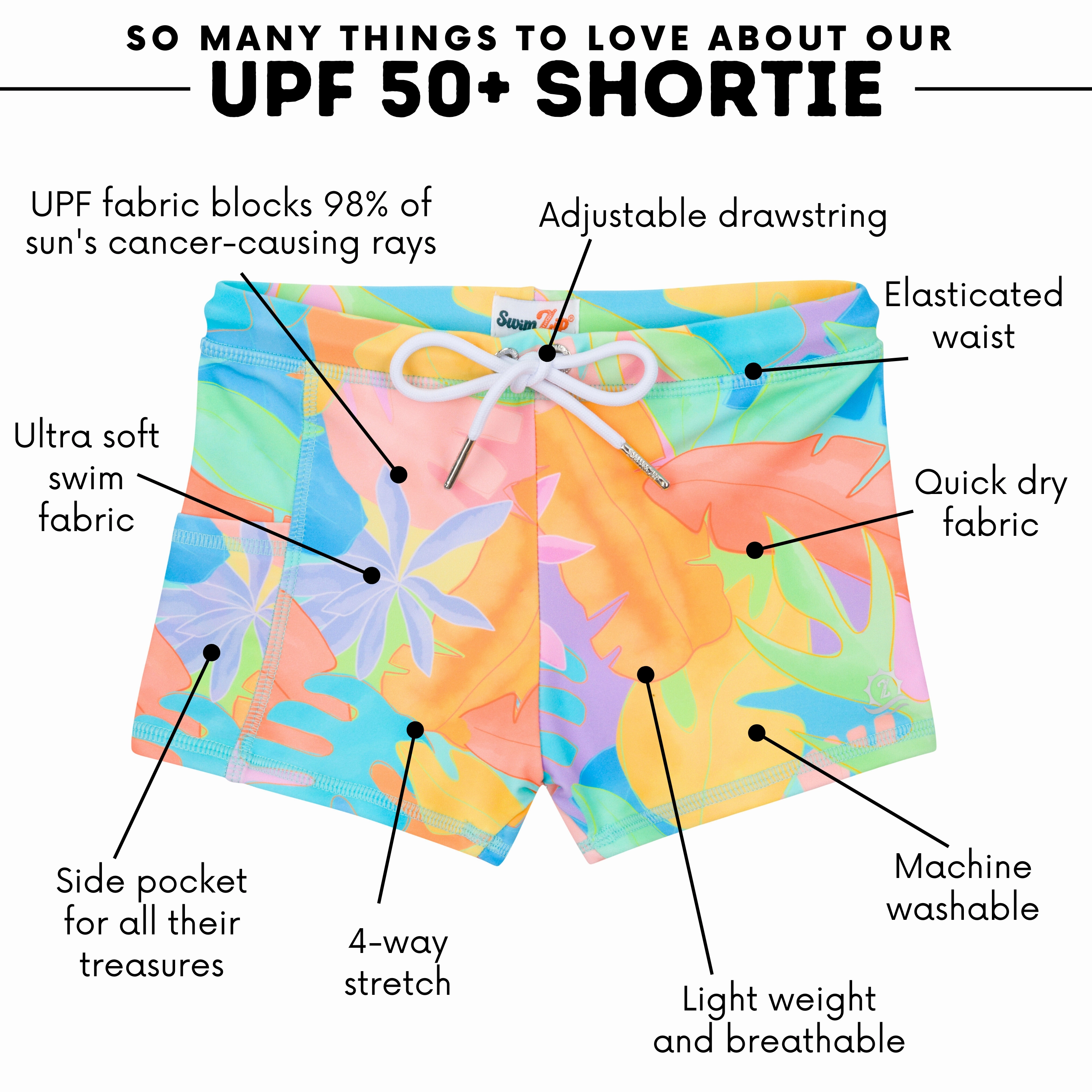 Kids Euro Swim Shorties | "Vibrant Vacay"