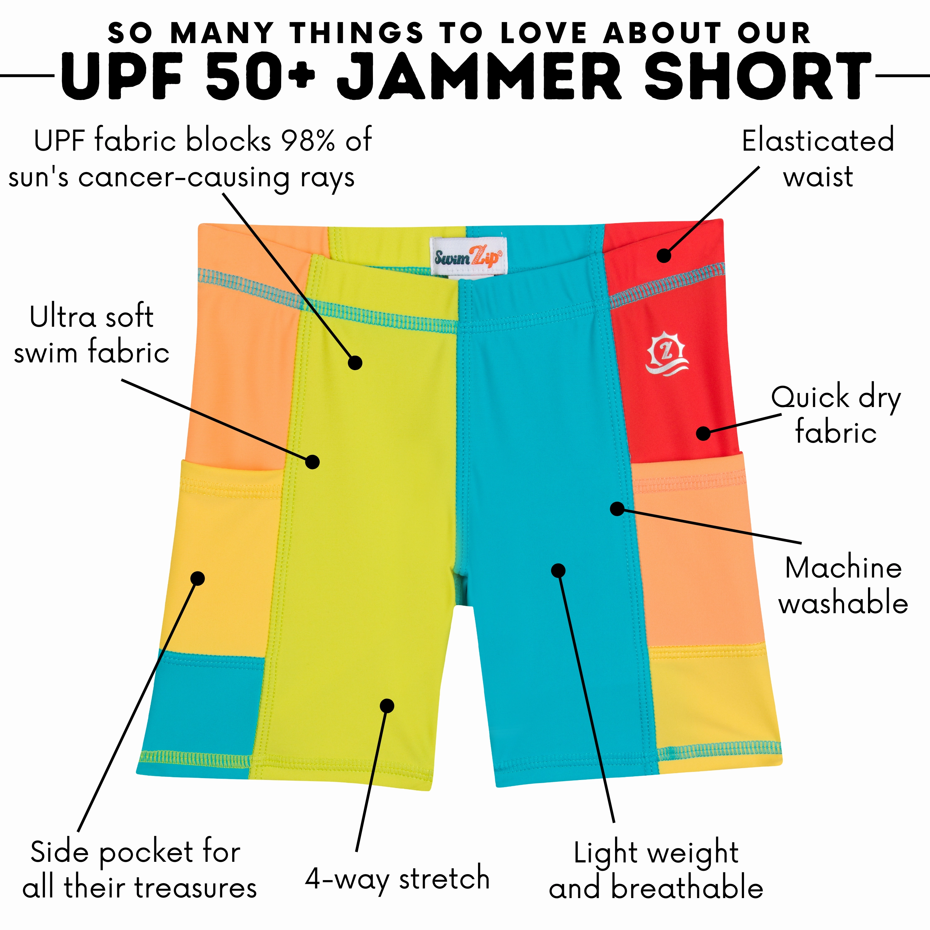 Kids Jammers Swim Shorts | "Color Pop"