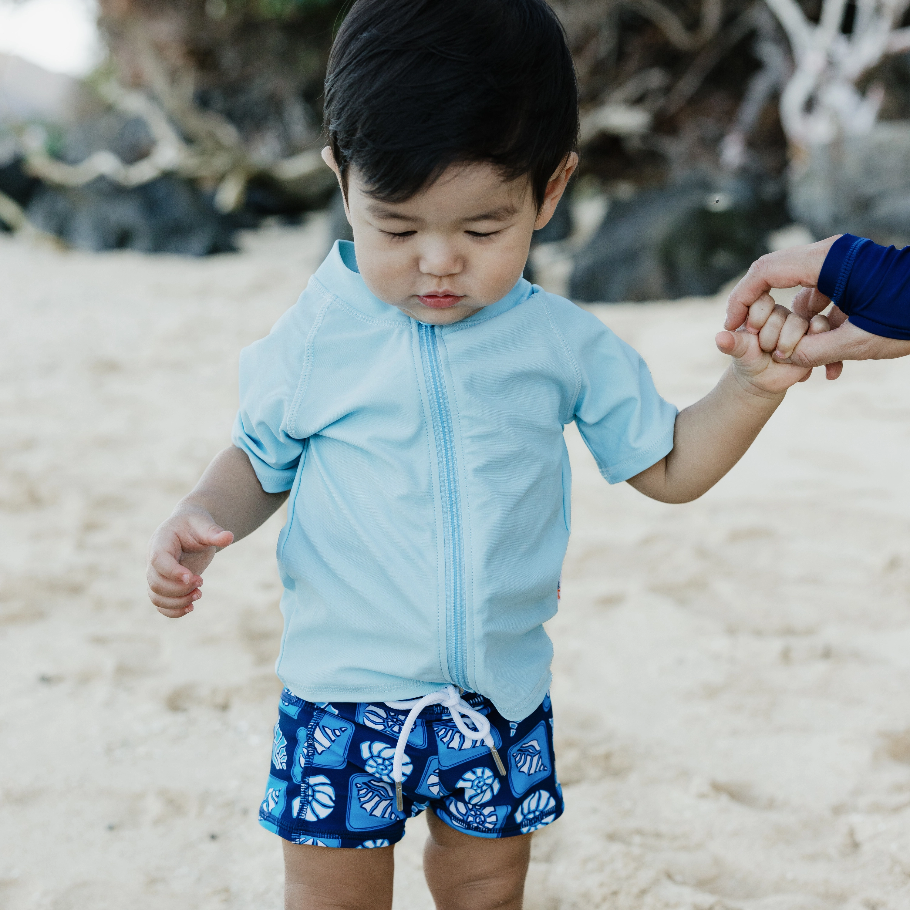 Kids Short Sleeve Zipper Rash Guard Swim Shirt | Dream Blue"