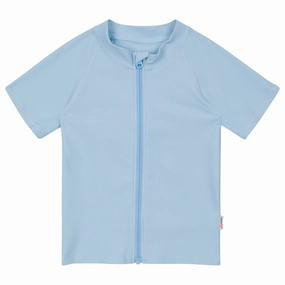 Kids Short Sleeve Zipper Rash Guard Swim Shirt | Dream Blue"