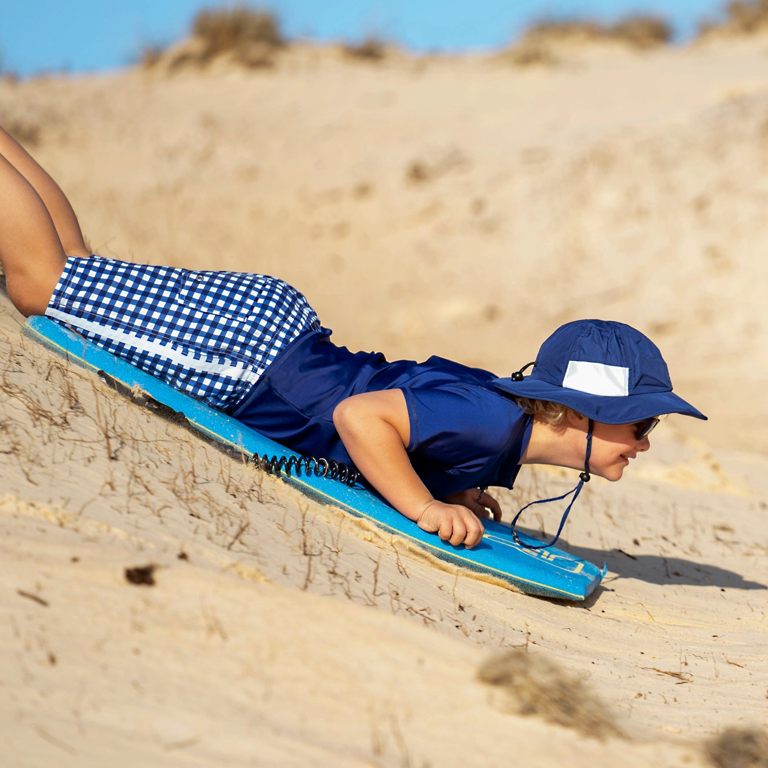 Kids Short Sleeve Zipper Rash Guard Swim Shirt | Navy