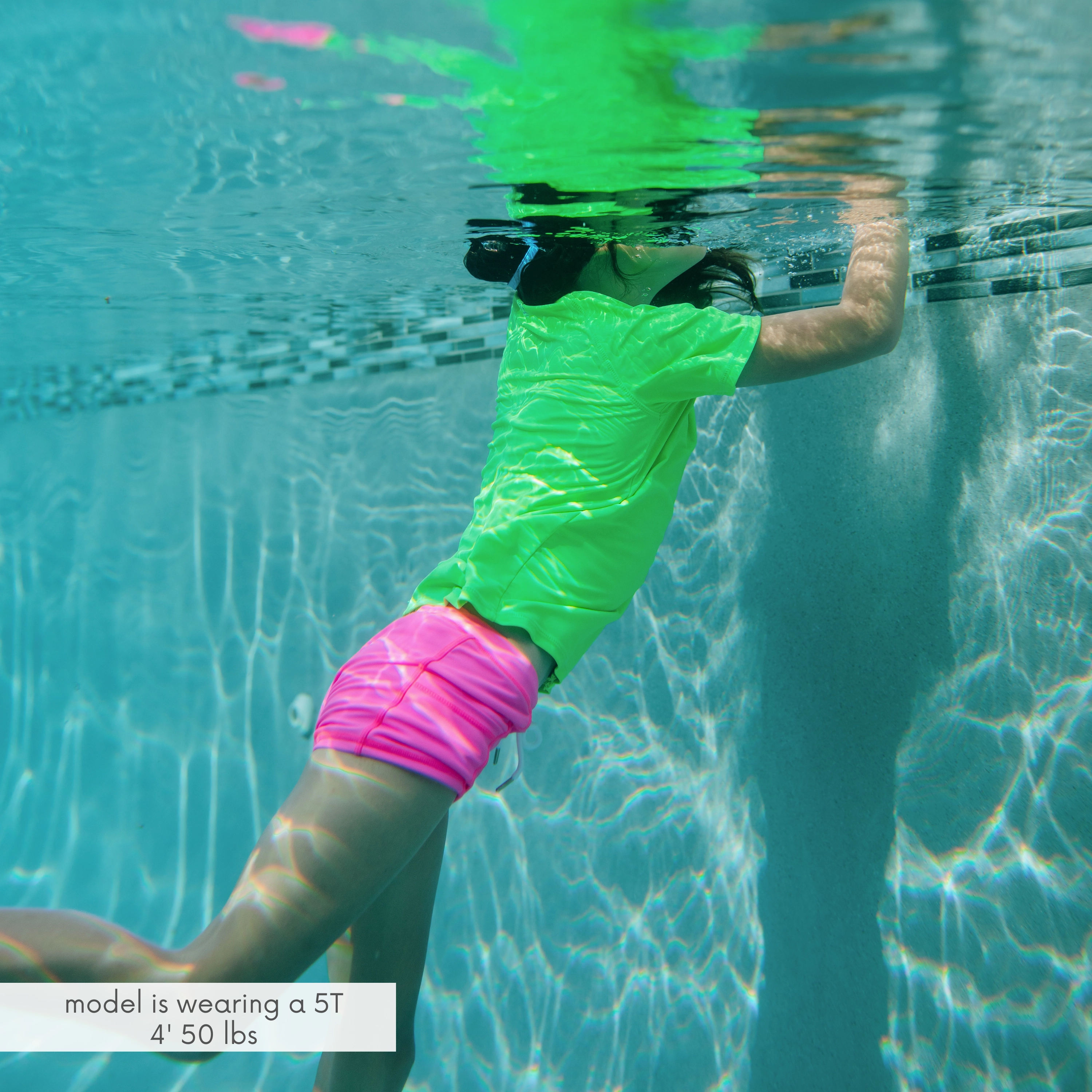 Kids Short Sleeve Zipper Rash Guard Swim Shirt | Neon Green