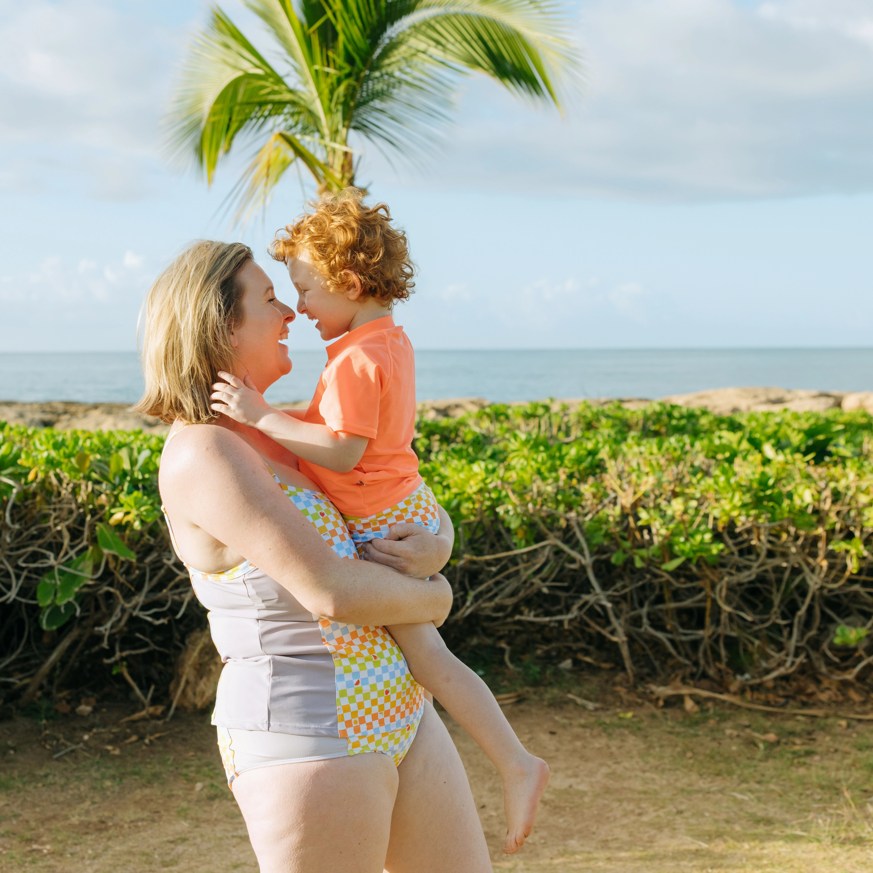 Kids Short Sleeve Zipper Rash Guard Swim Shirt | Neon Orange