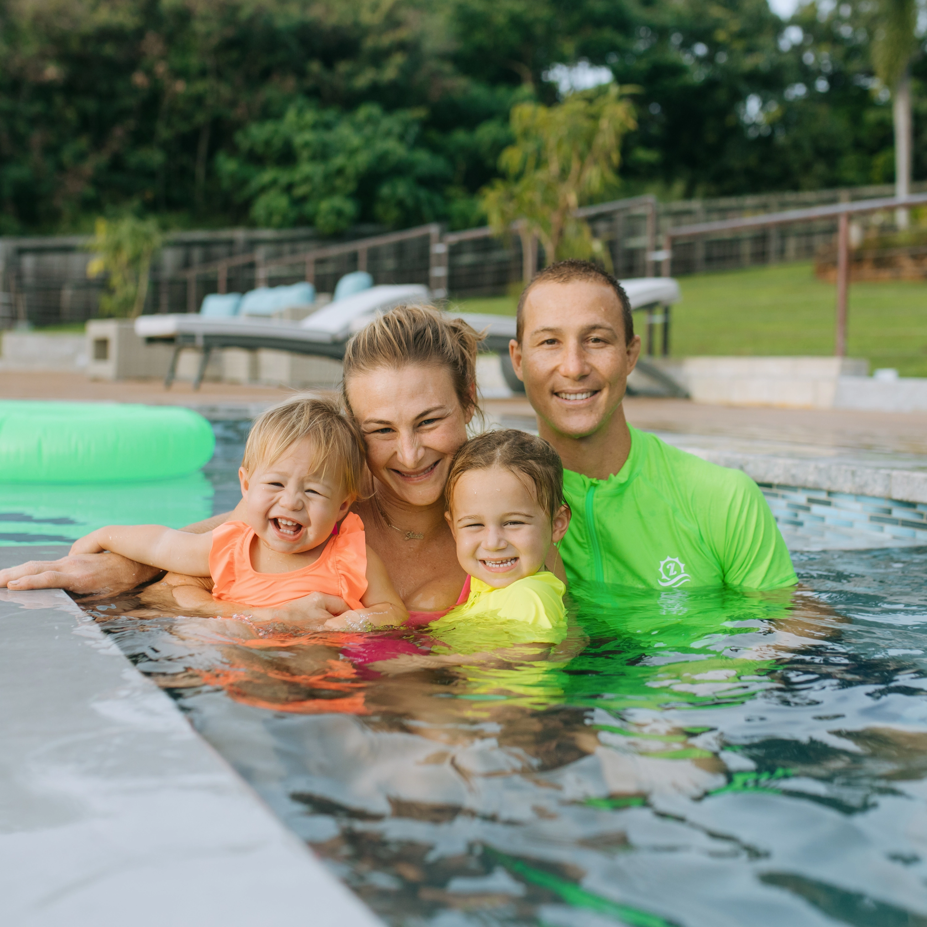 Kids Short Sleeve Zipper Rash Guard Swim Shirt | Neon Yellow