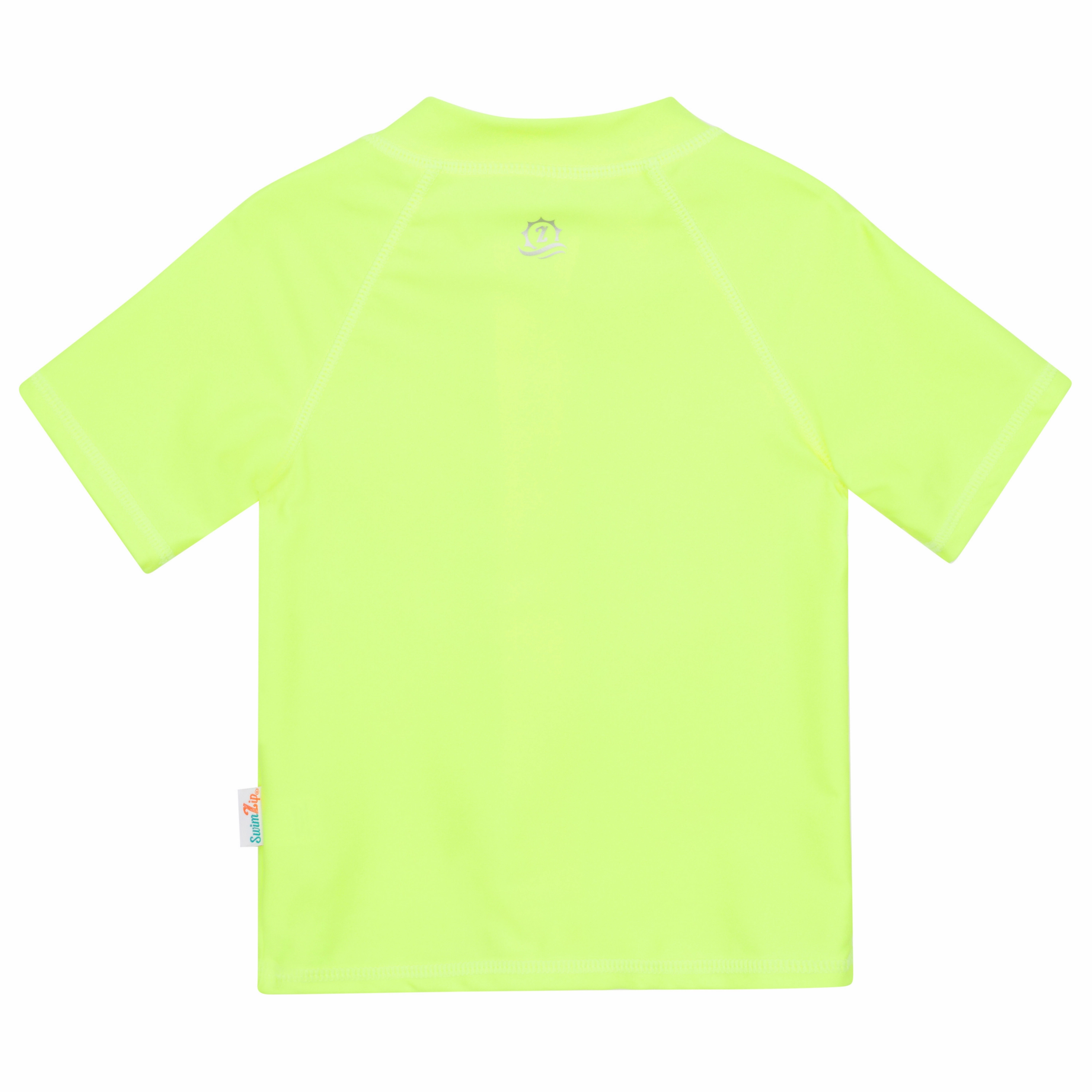 Kids Short Sleeve Zipper Rash Guard Swim Shirt | Neon Yellow