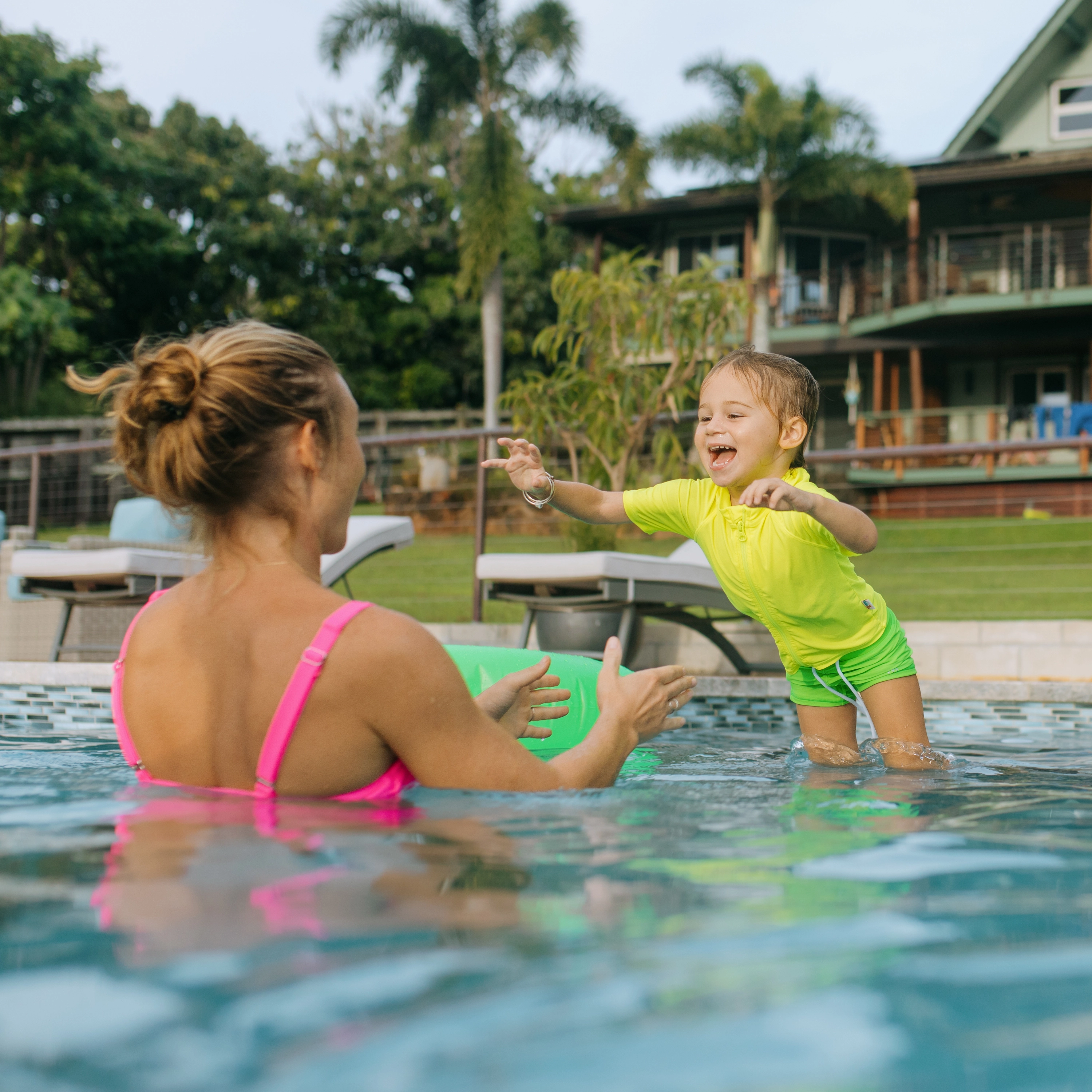 Kids Short Sleeve Zipper Rash Guard Swim Shirt | Neon Yellow