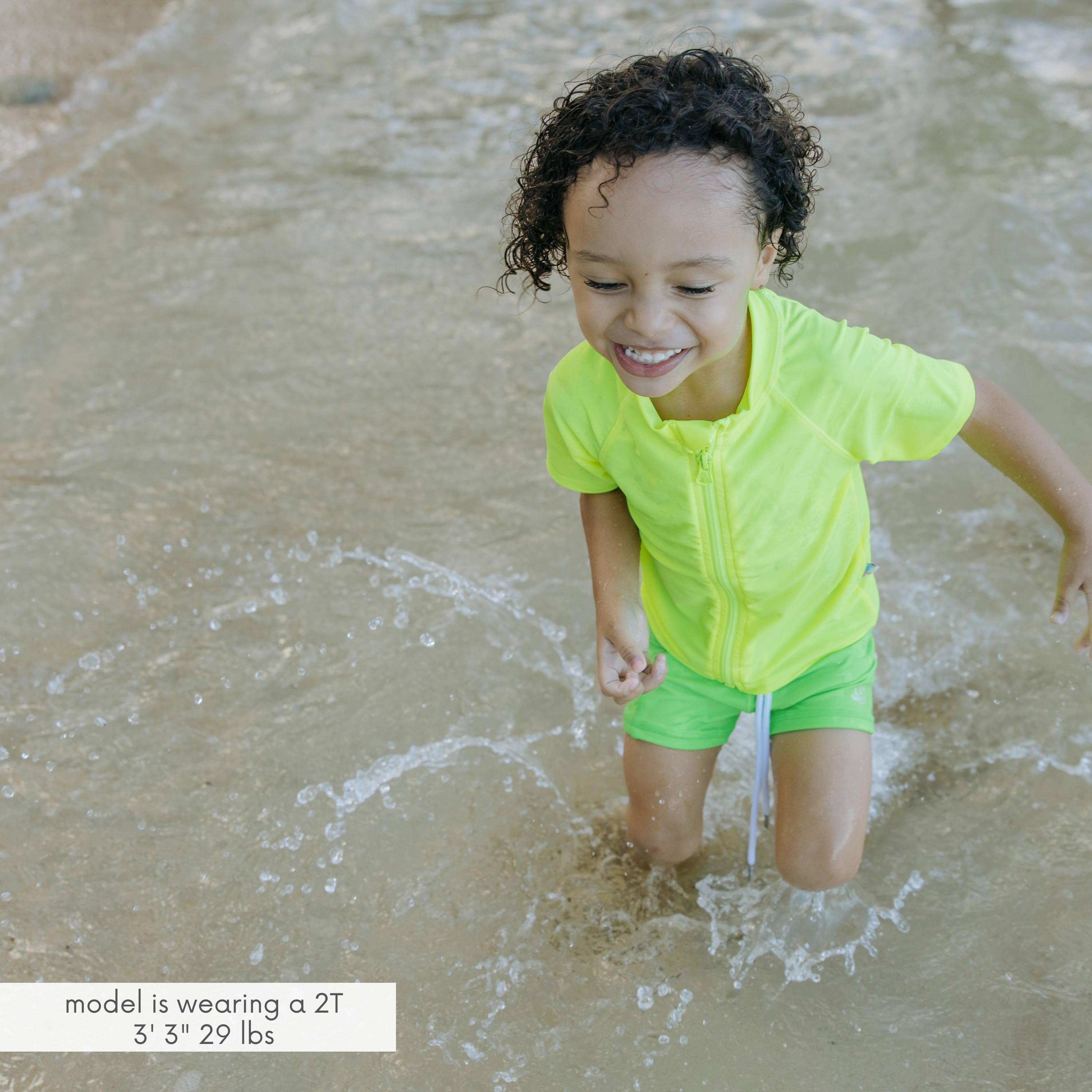 Kids Short Sleeve Zipper Rash Guard Swim Shirt | Neon Yellow