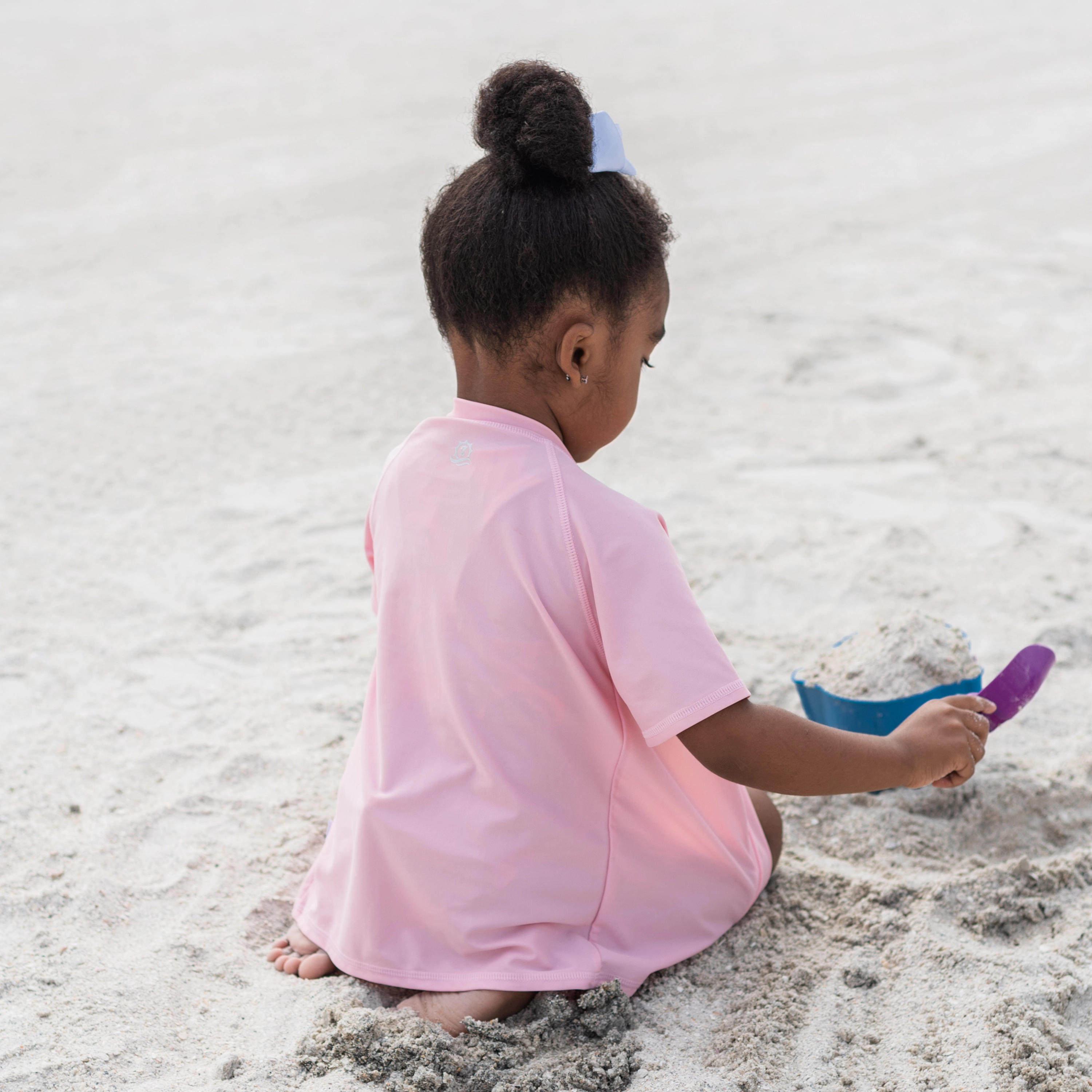 Kids Short Sleeve Zipper Rash Guard Swim Shirt | Pink