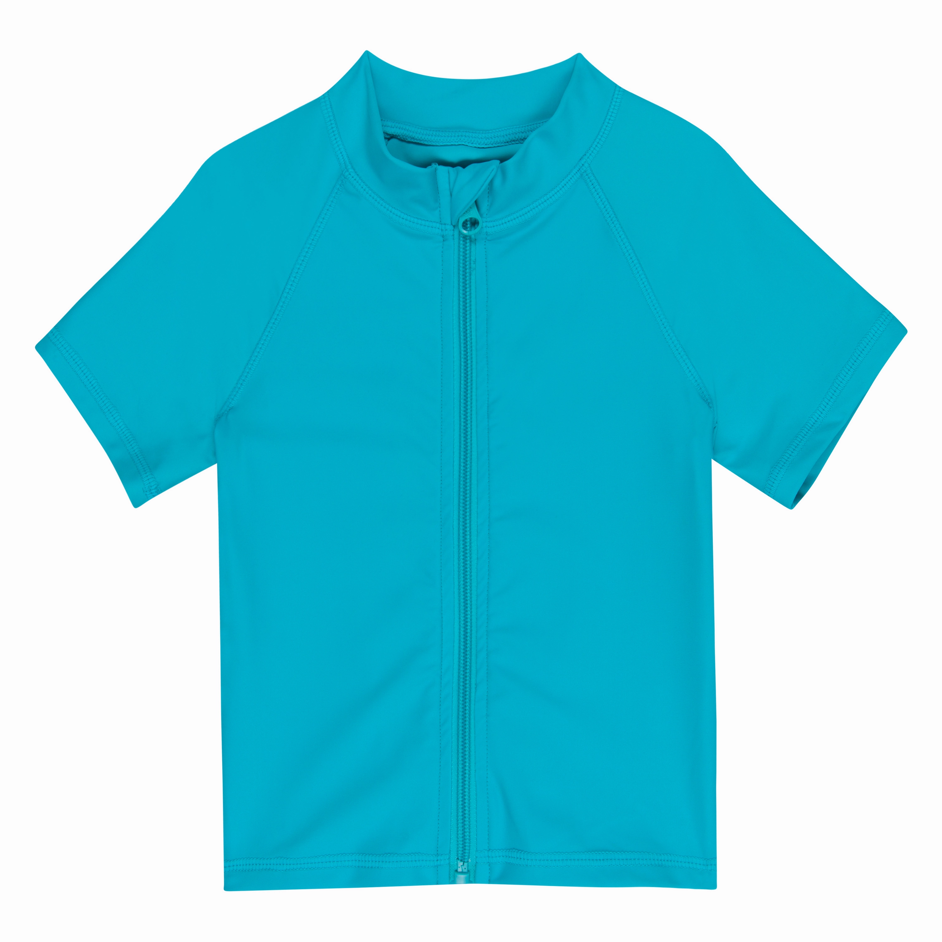 Kids Short Sleeve Zipper Rash Guard Swim Shirt | Scuba Blue