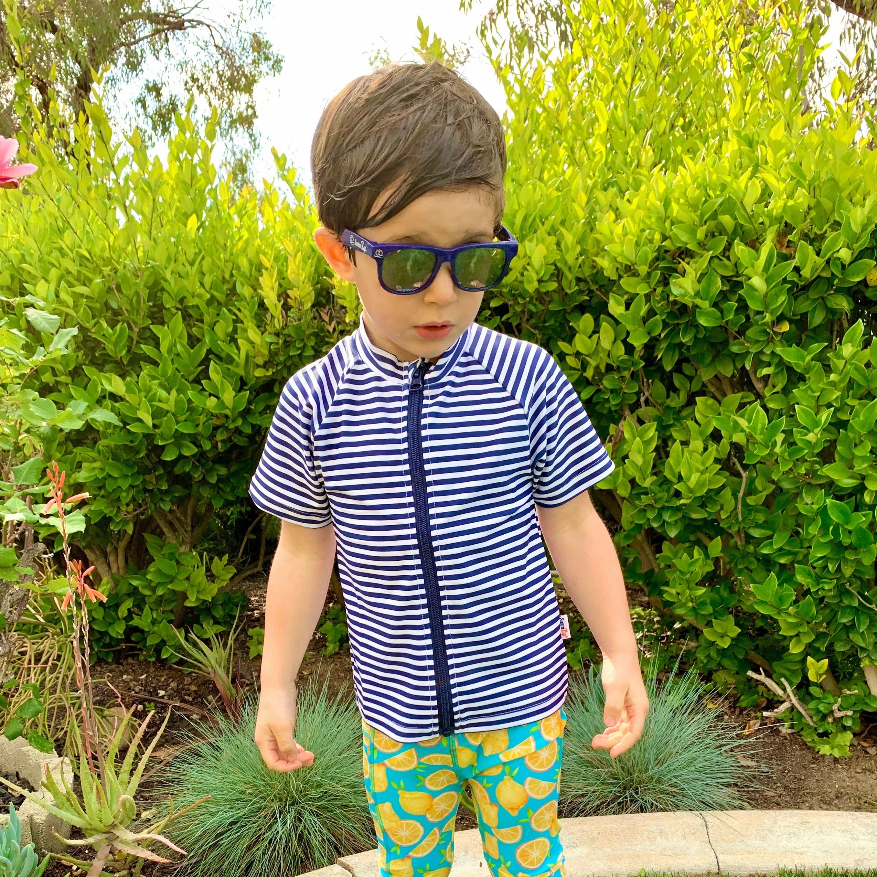 Kids Short Sleeve Zipper Rash Guard Swim Shirt | Stunner