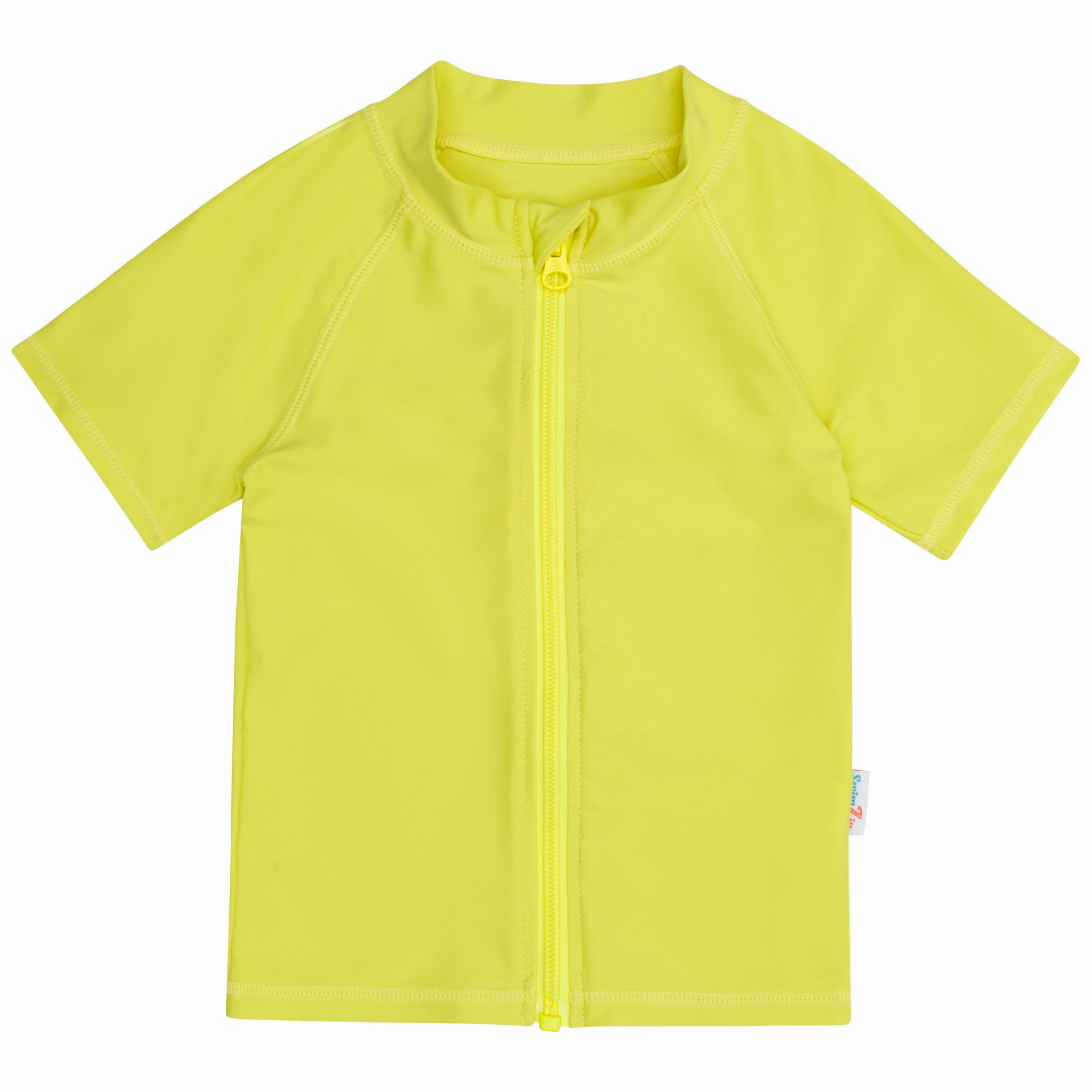 Kids Short Sleeve Zipper Rash Guard Swim Shirt | Sulphur Yellow