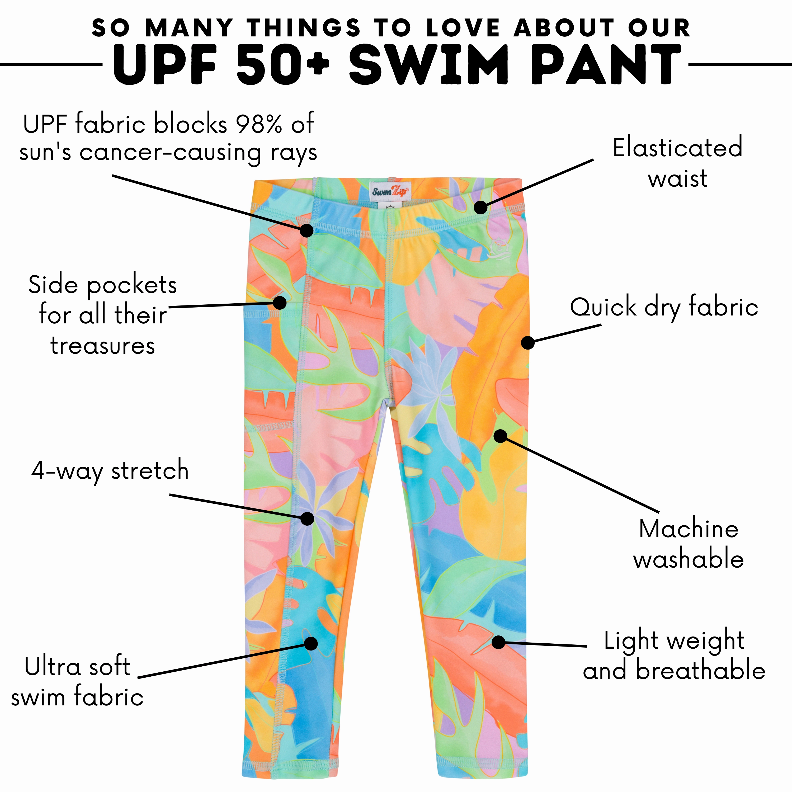 Kids Swim Pants | "Vibrant Vacay"