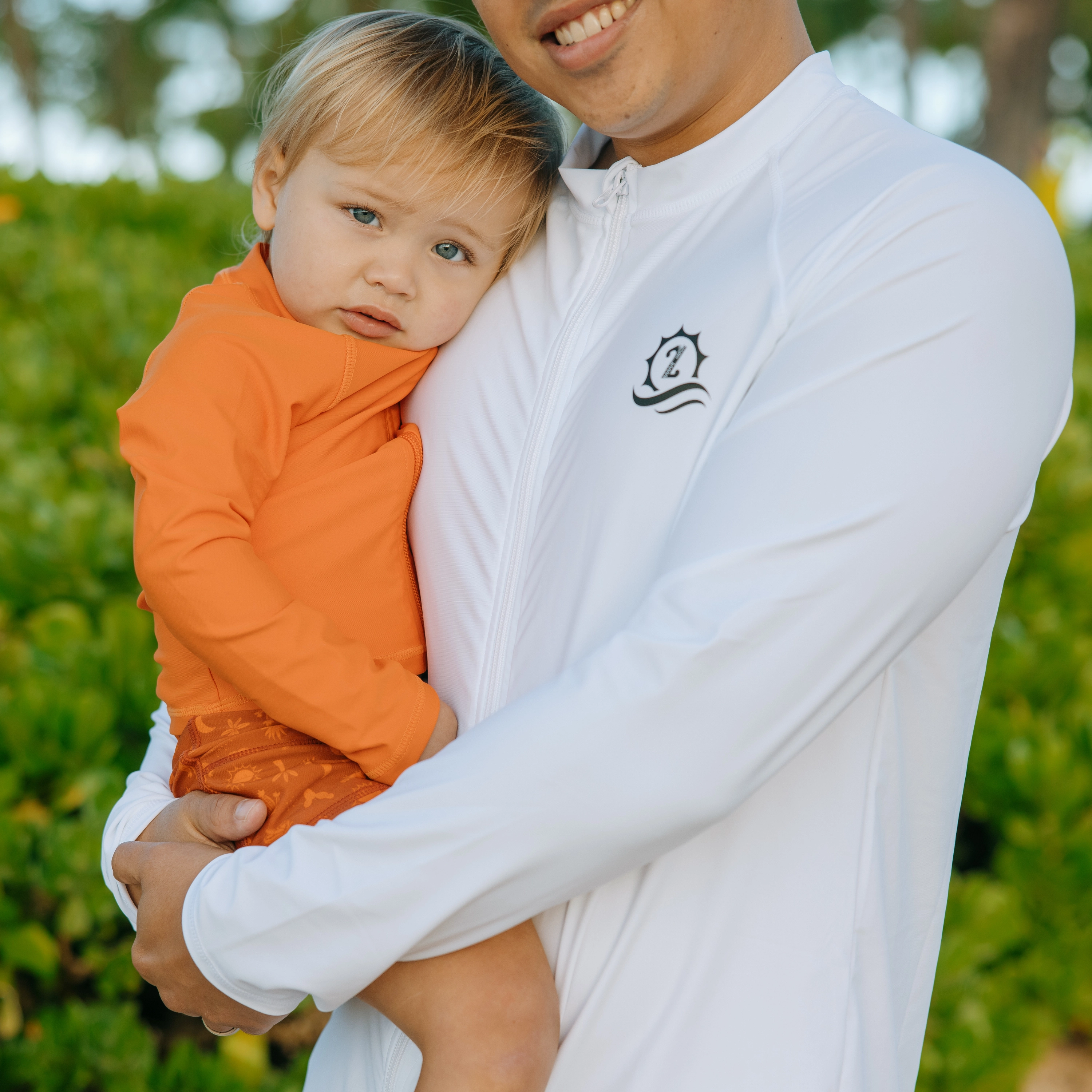 Kids UPF 50  Long Sleeve Zipper Rash Guard Swim Shirt | "Desert Orange"