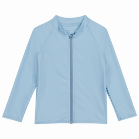 Kids UPF 50  Long Sleeve Zipper Rash Guard Swim Shirt | "Dream Blue"