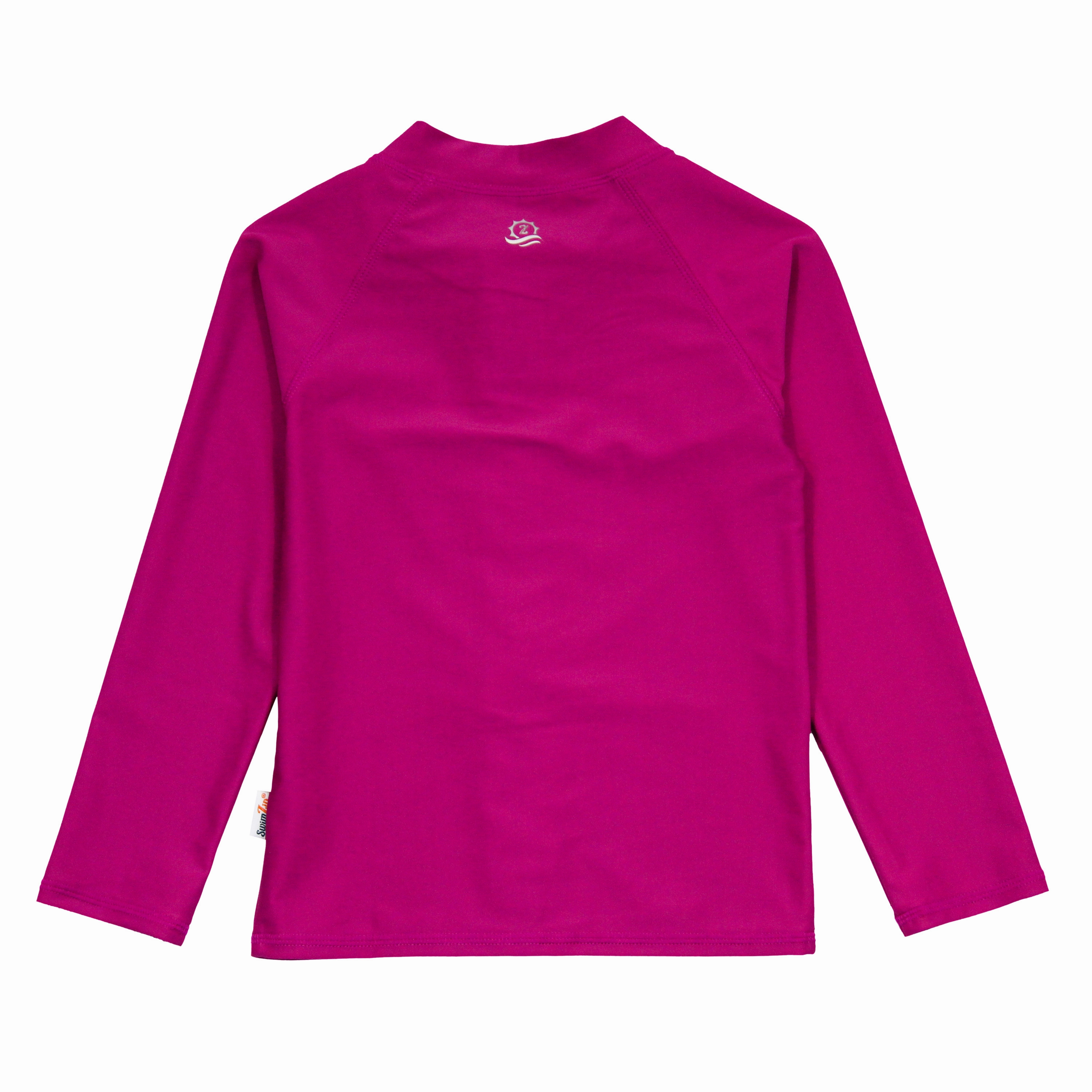 Kids UPF 50  Long Sleeve Zipper Rash Guard Swim Shirt | "Fuchsia