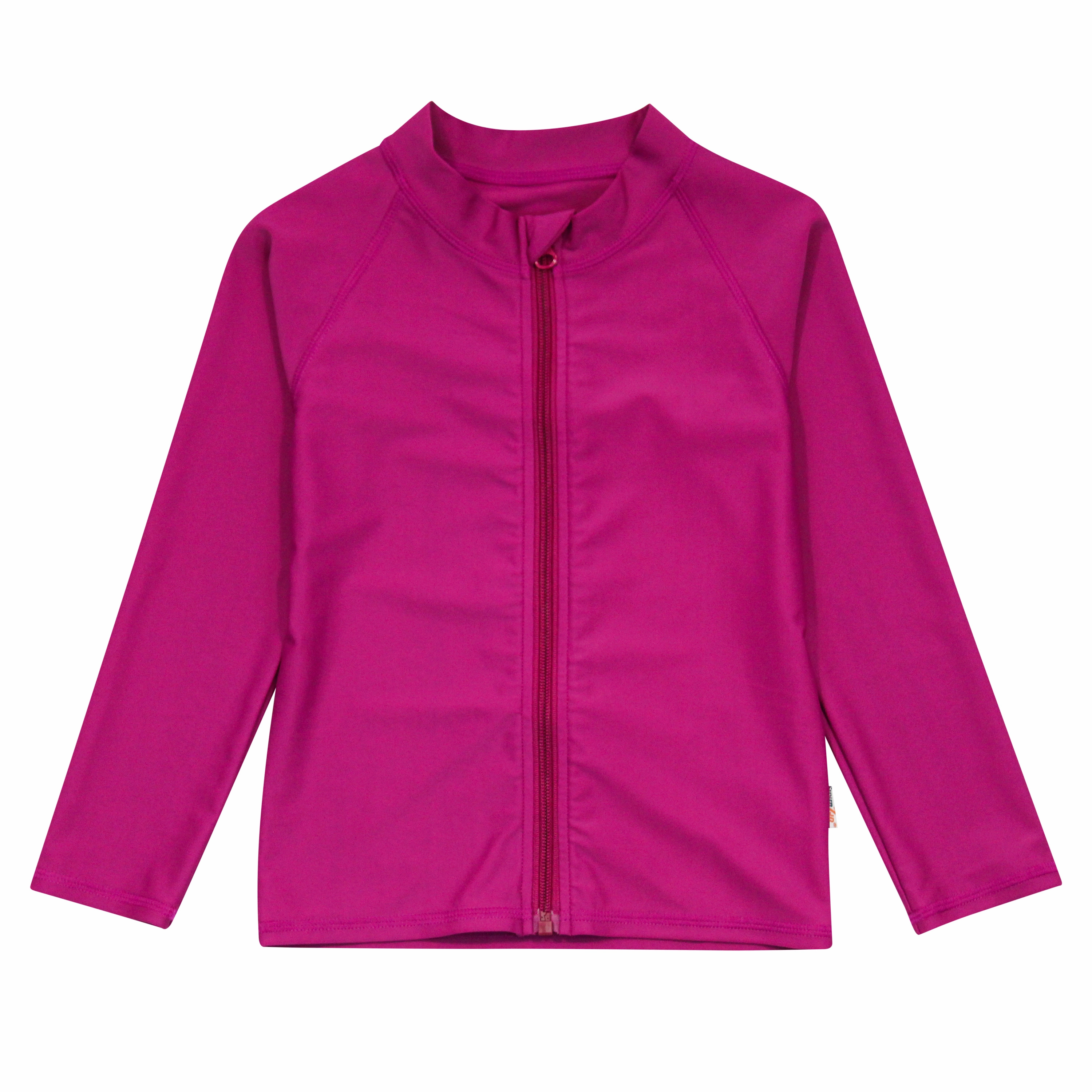 Kids UPF 50  Long Sleeve Zipper Rash Guard Swim Shirt | "Fuchsia