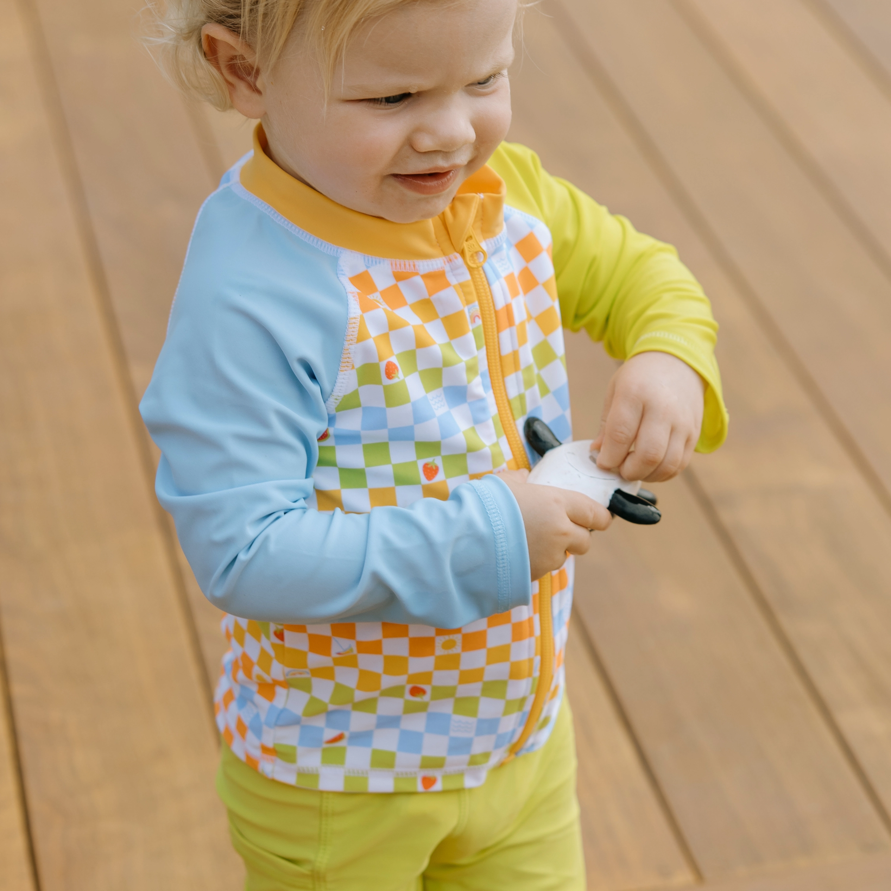Kids UPF 50  Long Sleeve Zipper Rash Guard Swim Shirt | "Gamified"