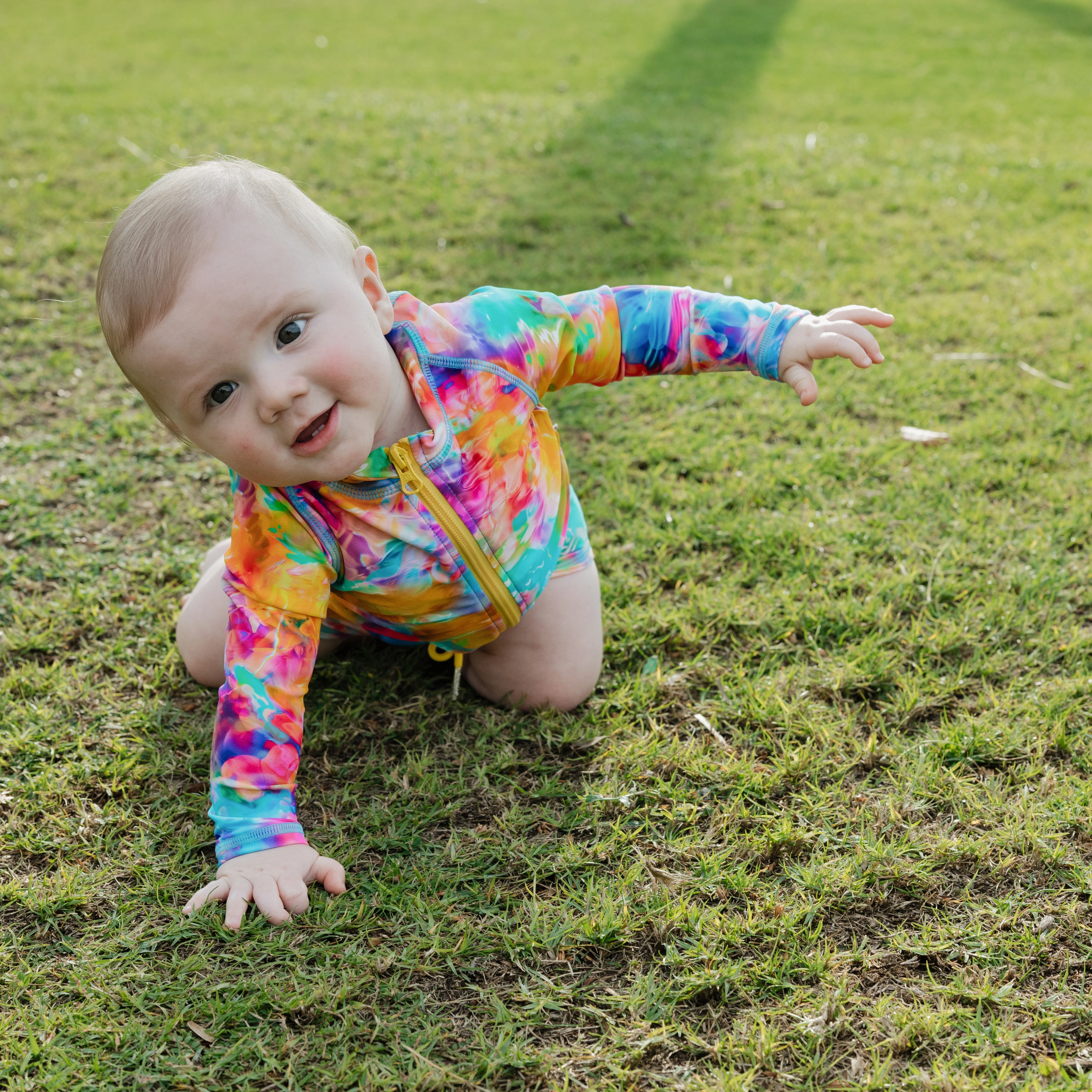 Kids UPF 50  Long Sleeve Zipper Rash Guard Swim Shirt | "Impressions"