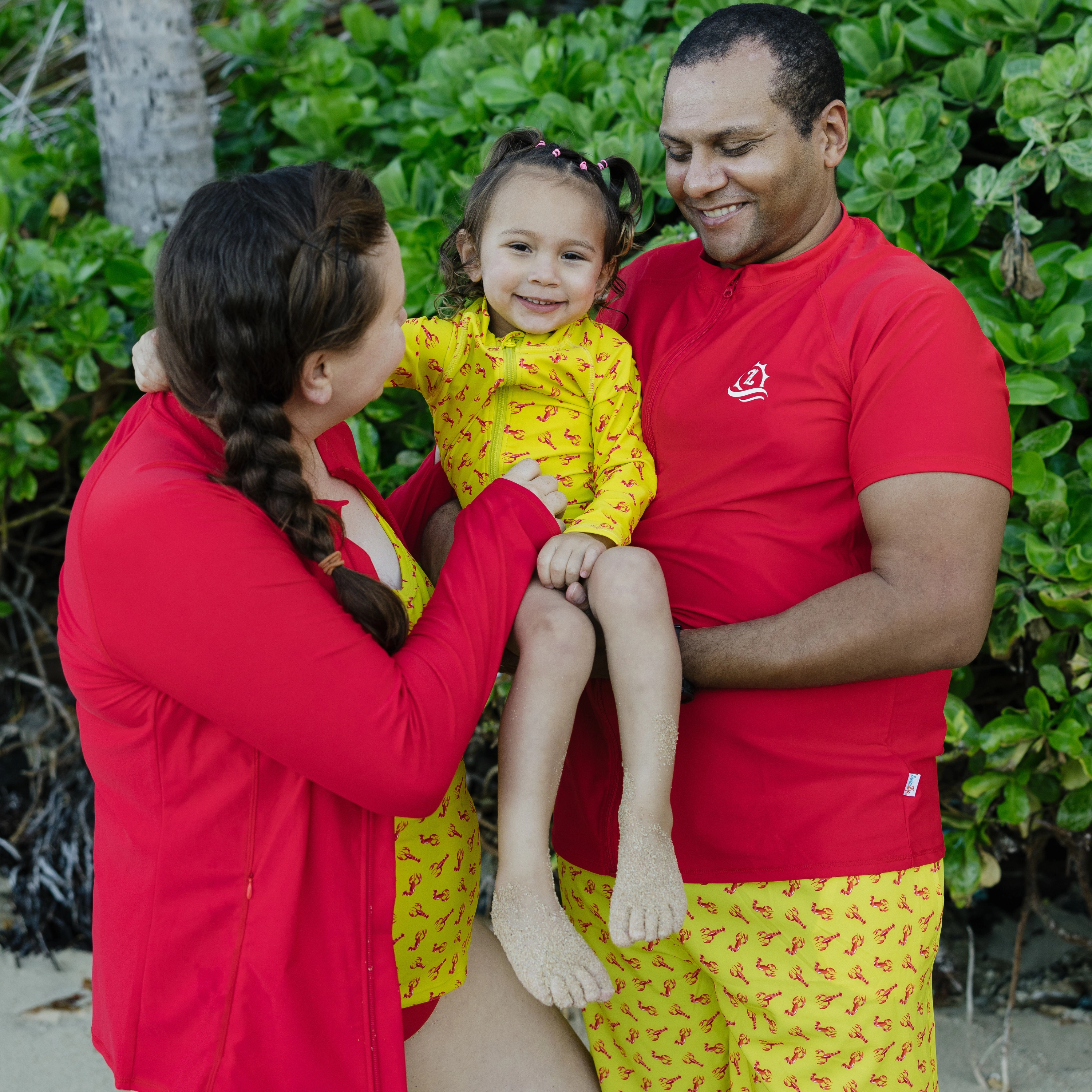 Kids UPF 50  Long Sleeve Zipper Rash Guard Swim Shirt | "Lobster"