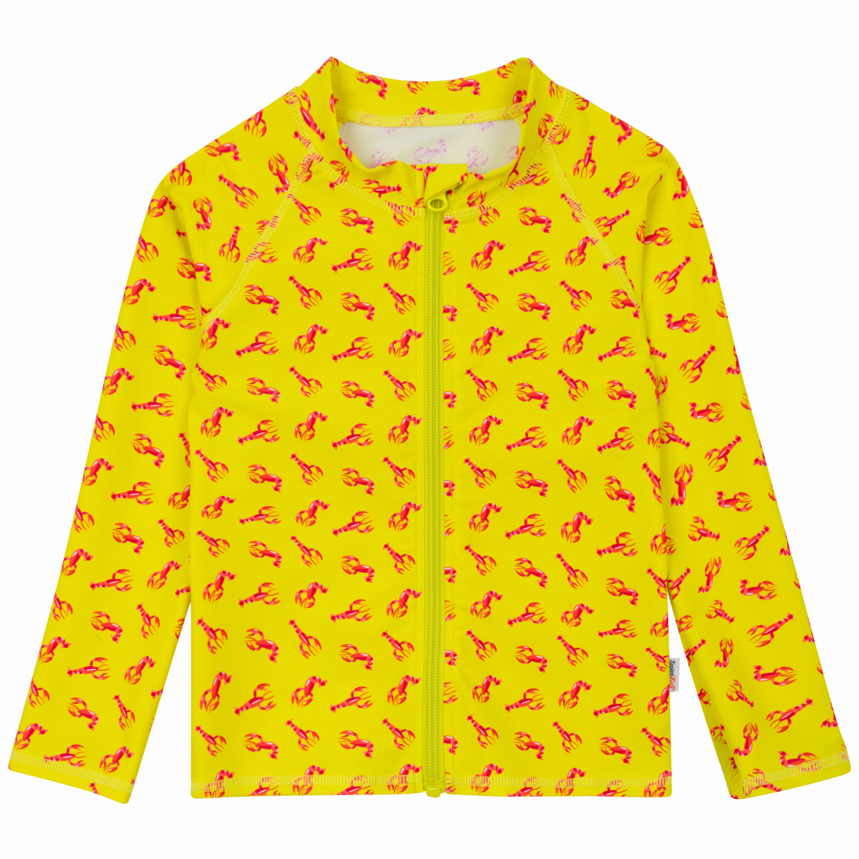 Kids UPF 50  Long Sleeve Zipper Rash Guard Swim Shirt | "Lobster"